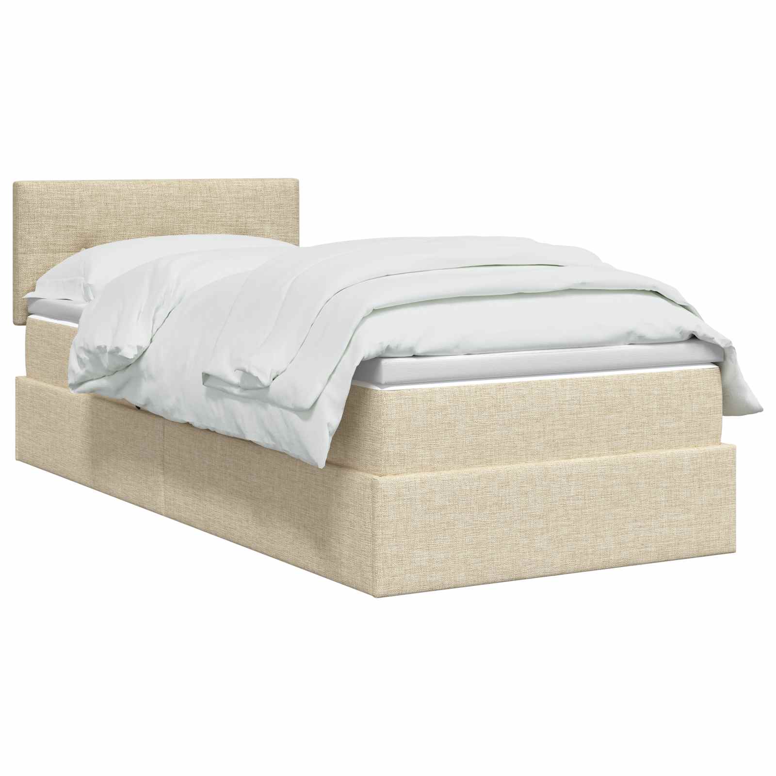 Lit de rangement LED avec matelas Crème 100 x 200 cm Tissu