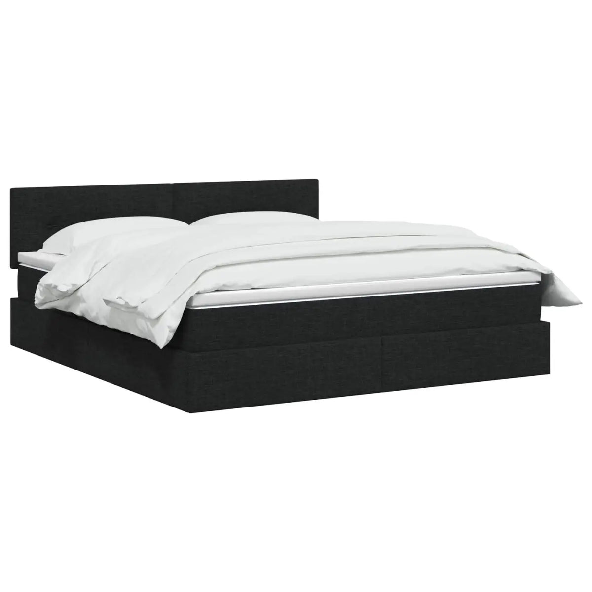 Lit de rangement LED avec matelas Noir 140 x 190 cm Tissu - XIOS