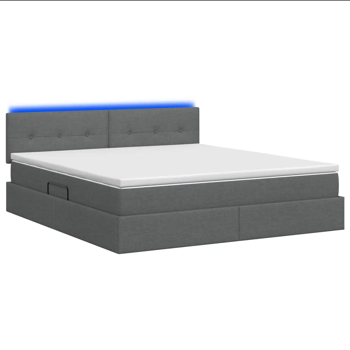 Lit de rangement LED avec matelas Gris foncé 140 x 200 cm Tissu - XIOS