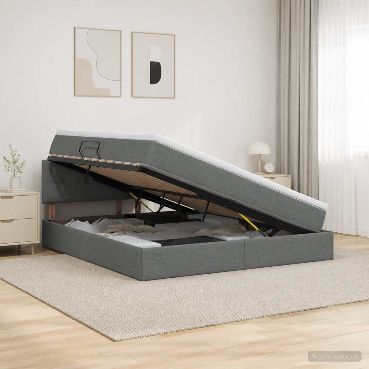 Lit avec rangement et matelas Gris foncé 160 x 200 cm Velours
