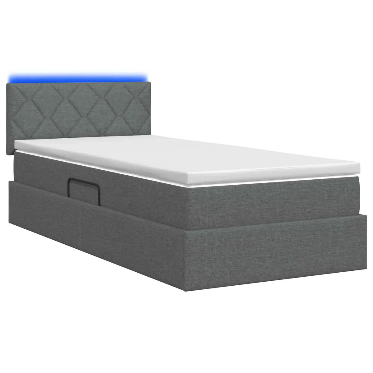 Lit de rangement LED avec matelas Gris foncé 90 x 190 cm Tissu - XIOS