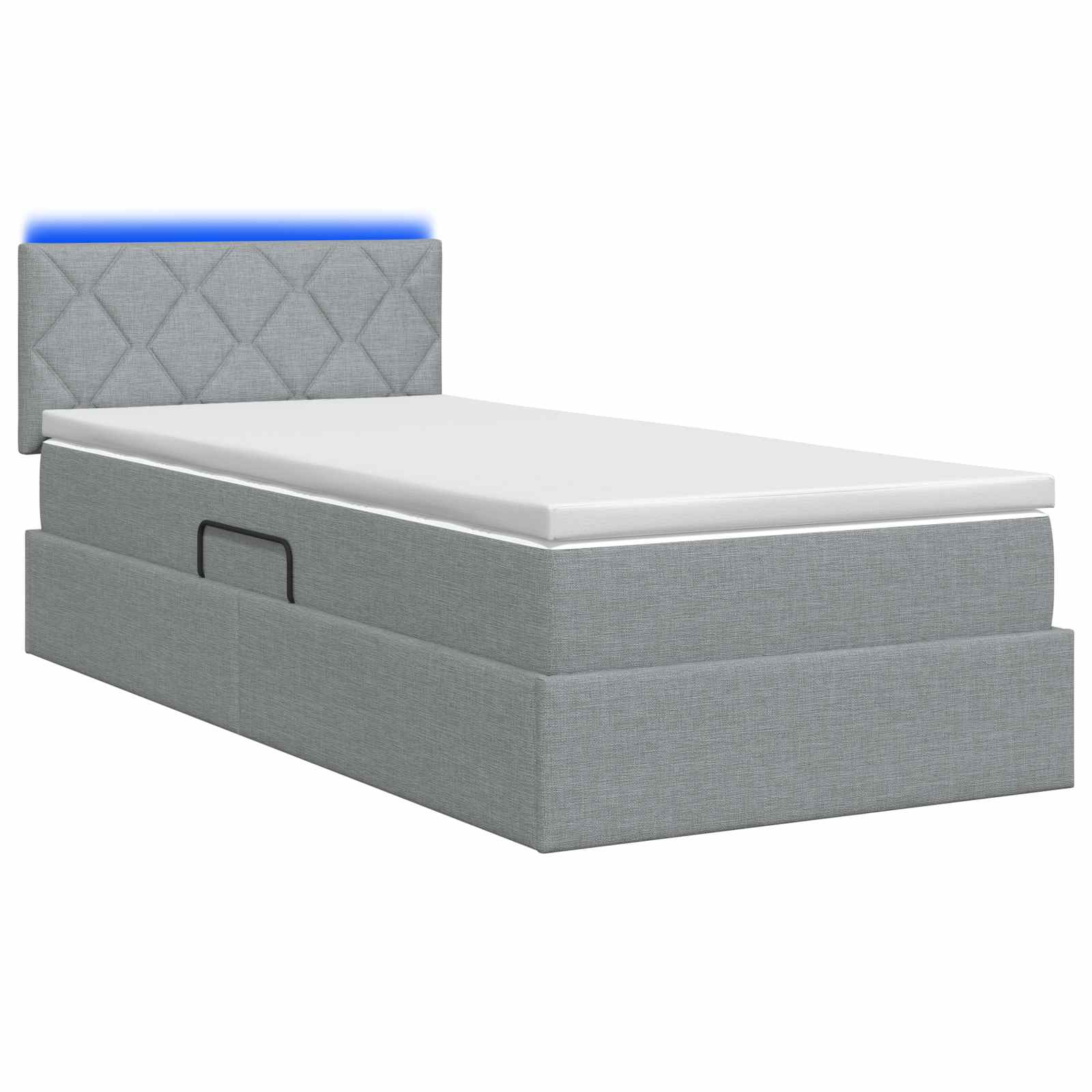 Lit de rangement LED avec matelas Gris clair 100 x 200 cm Tissu