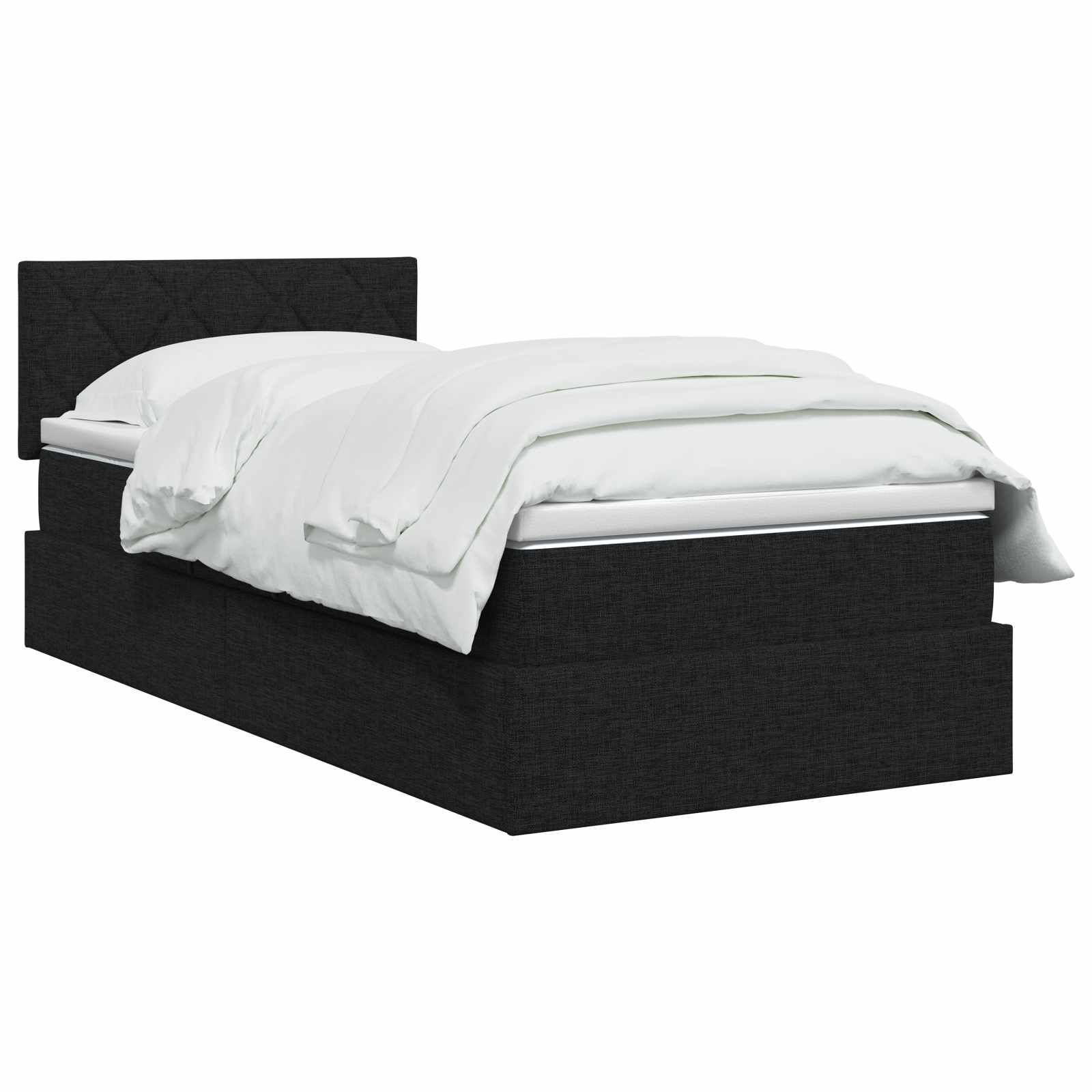 Lit de rangement LED avec matelas Noir 100 x 200 cm Tissu - XIOS