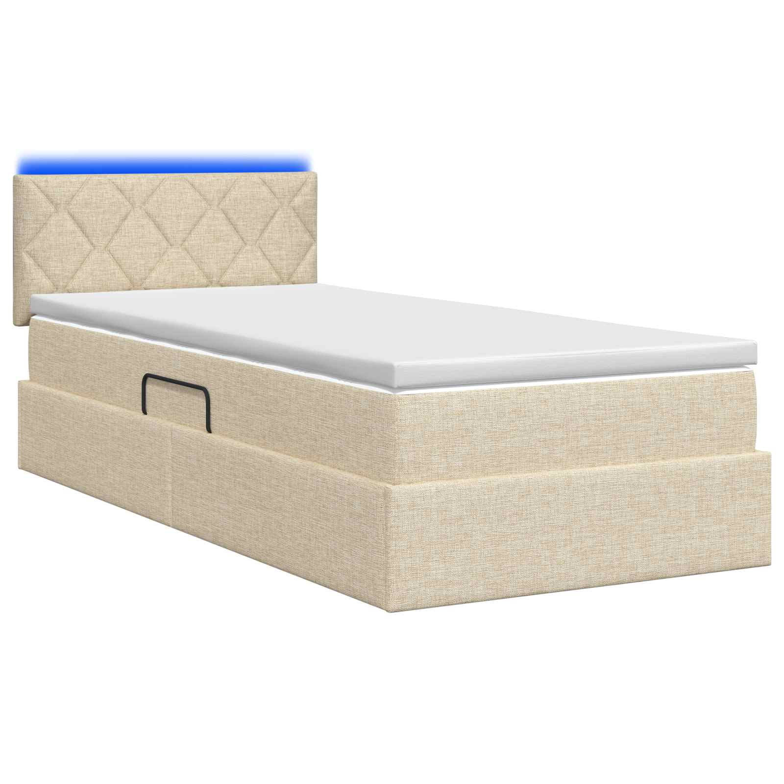 Lit de rangement LED avec matelas Crème 100 x 200 cm Tissu