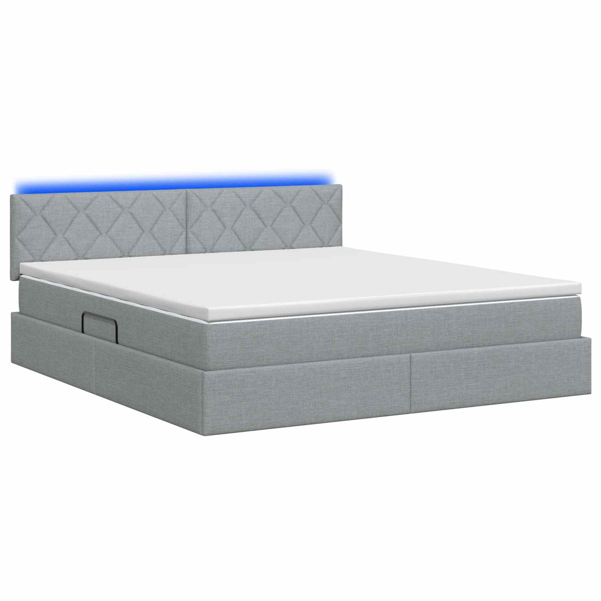 Lit de rangement LED avec matelas Gris clair 140 x 190 cm Tissu