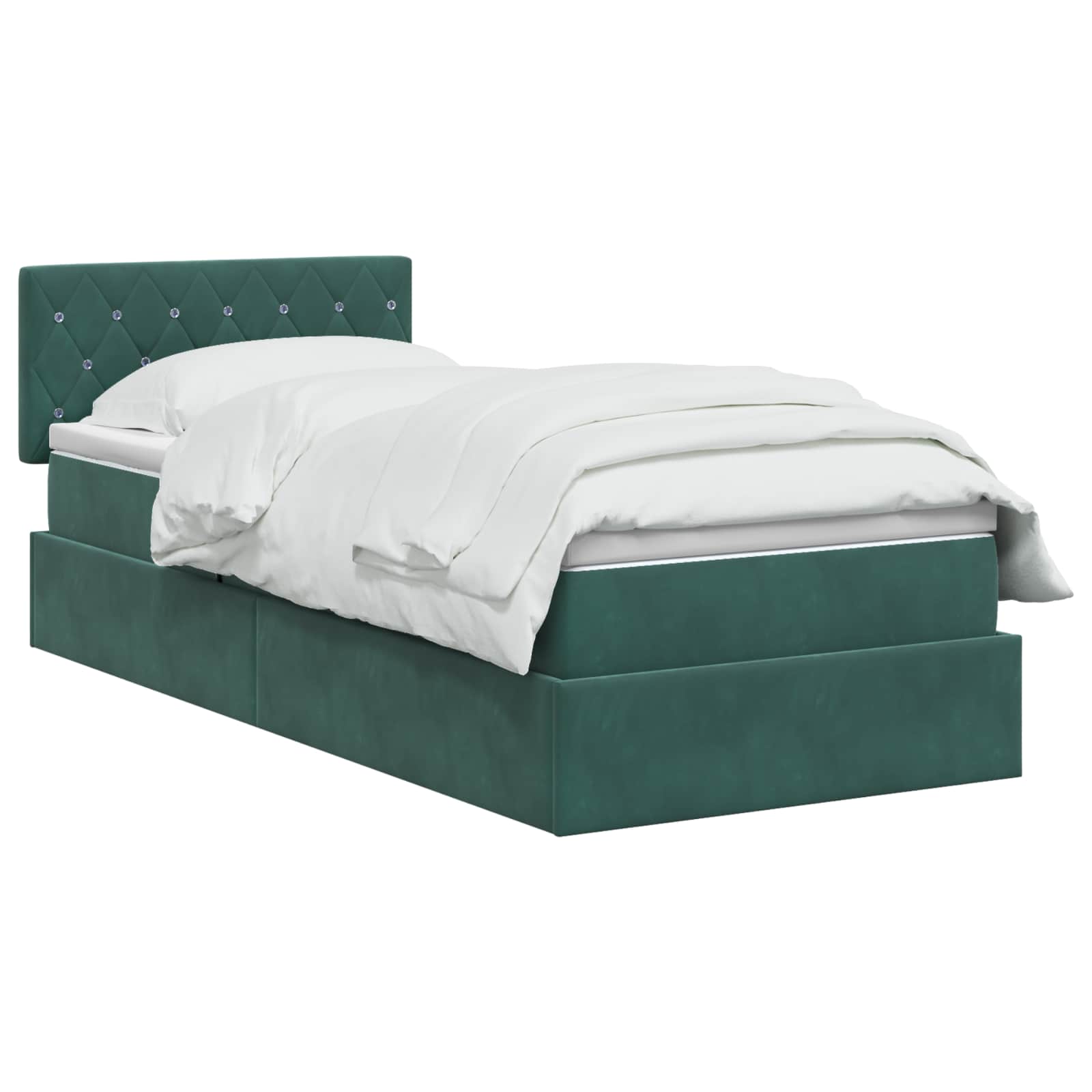 Lit de rangement LED avec matelas Vert foncé 90 x 190 cm - XIOS