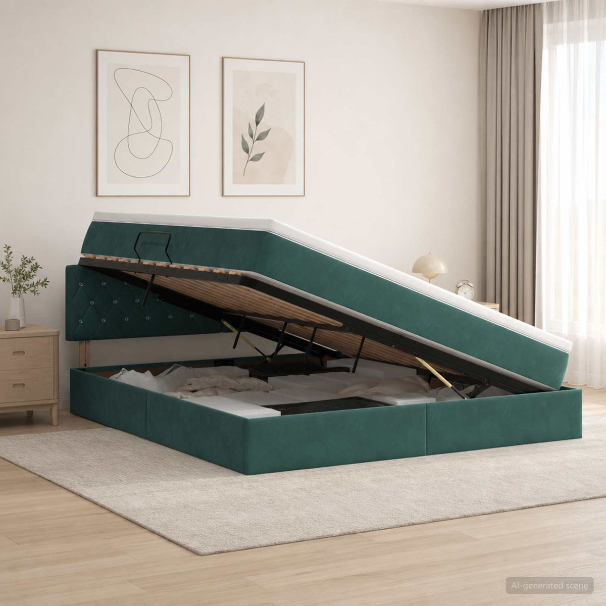 Lit de Rangement Vert foncé 140 x 200 cm Velours
