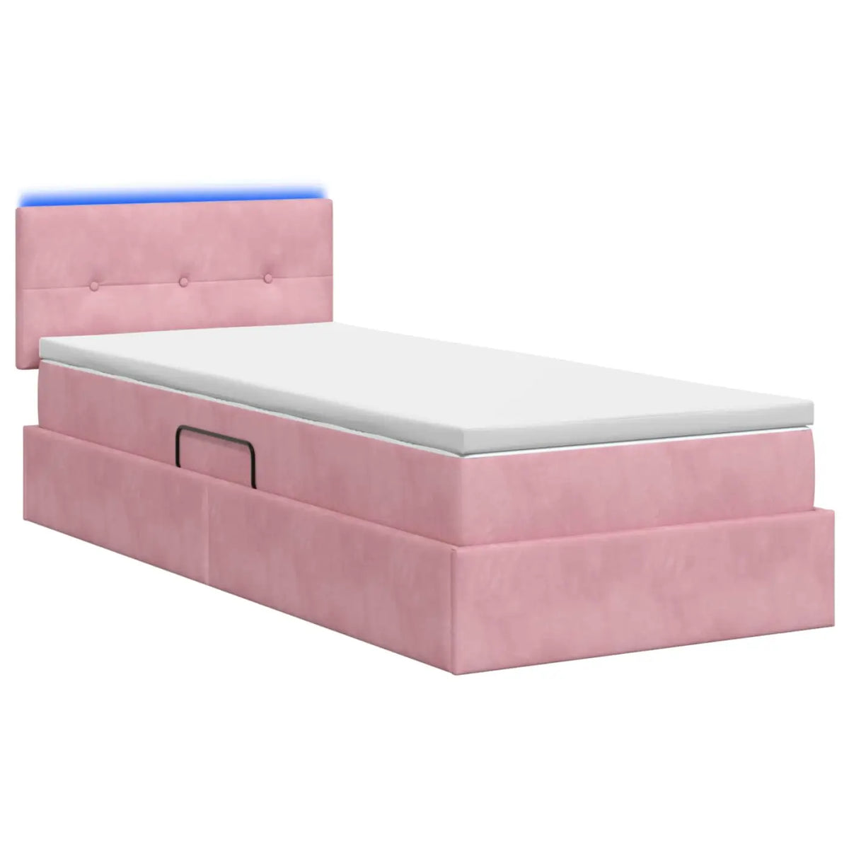 Lit de rangement LED avec matelas Rose 90 x 200 cm Velours - XIOS