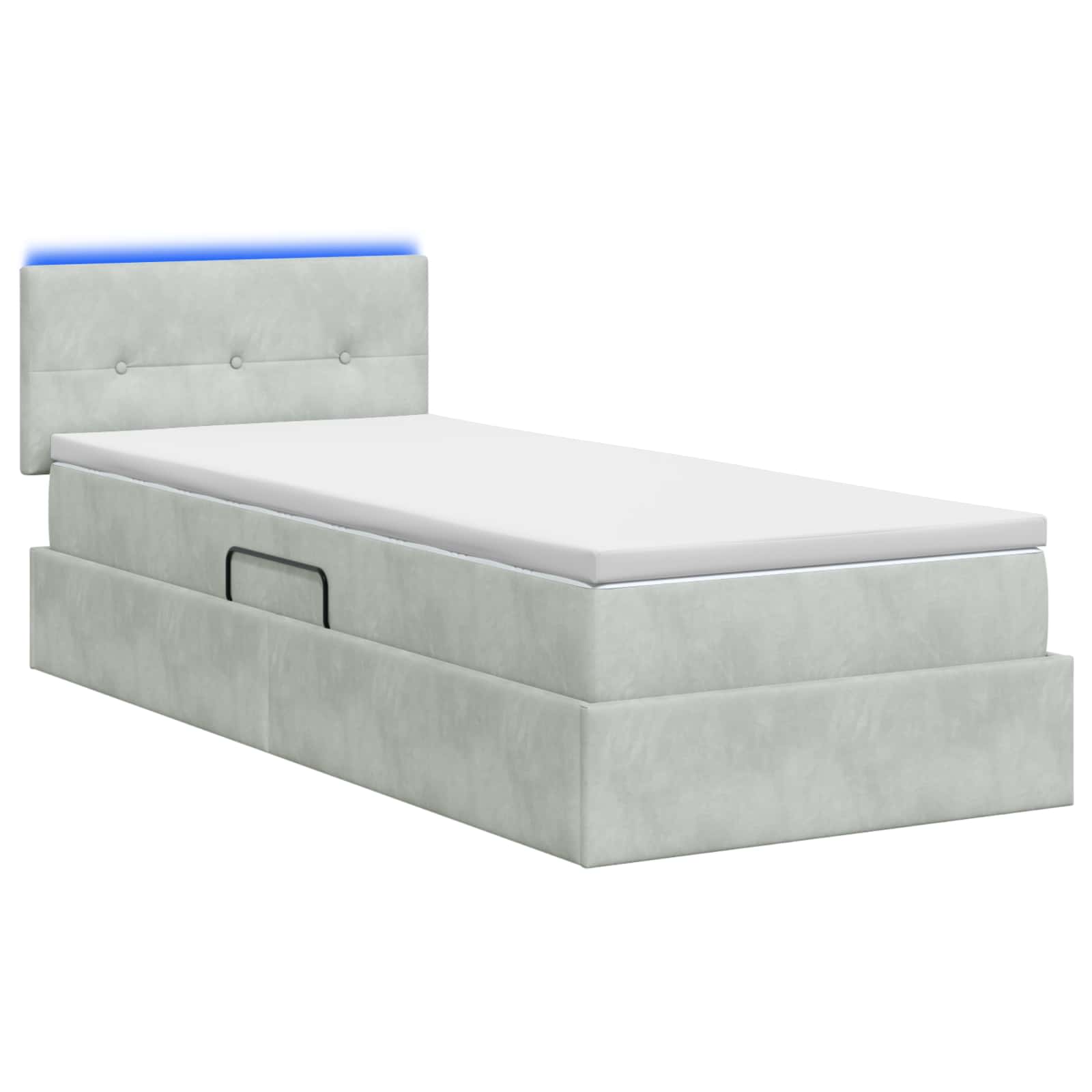 Lit de rangement LED avec matelas Gris clair 100 x 200 cm