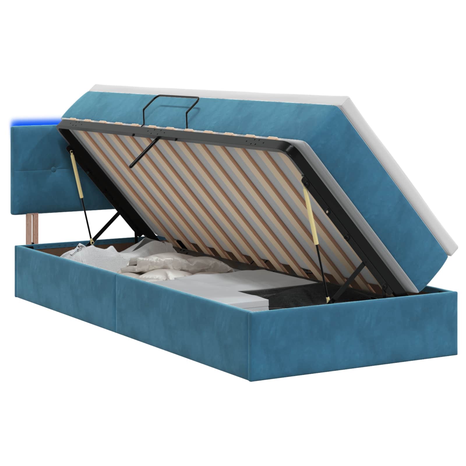 Lit de rangement LED avec matelas Bleu foncé 100 x 200 cm