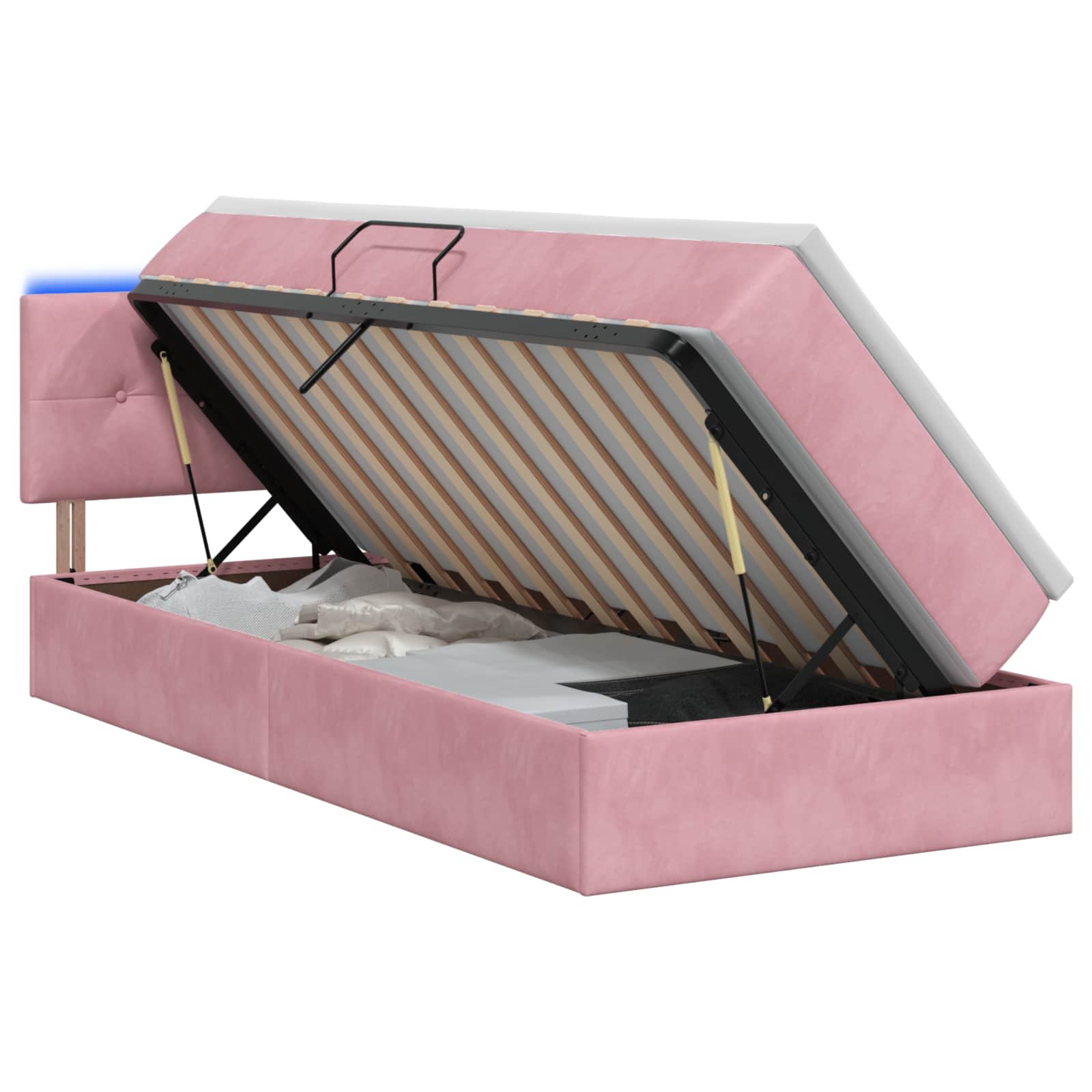 Lit de rangement LED avec matelas Rose 100 x 200 cm Velours