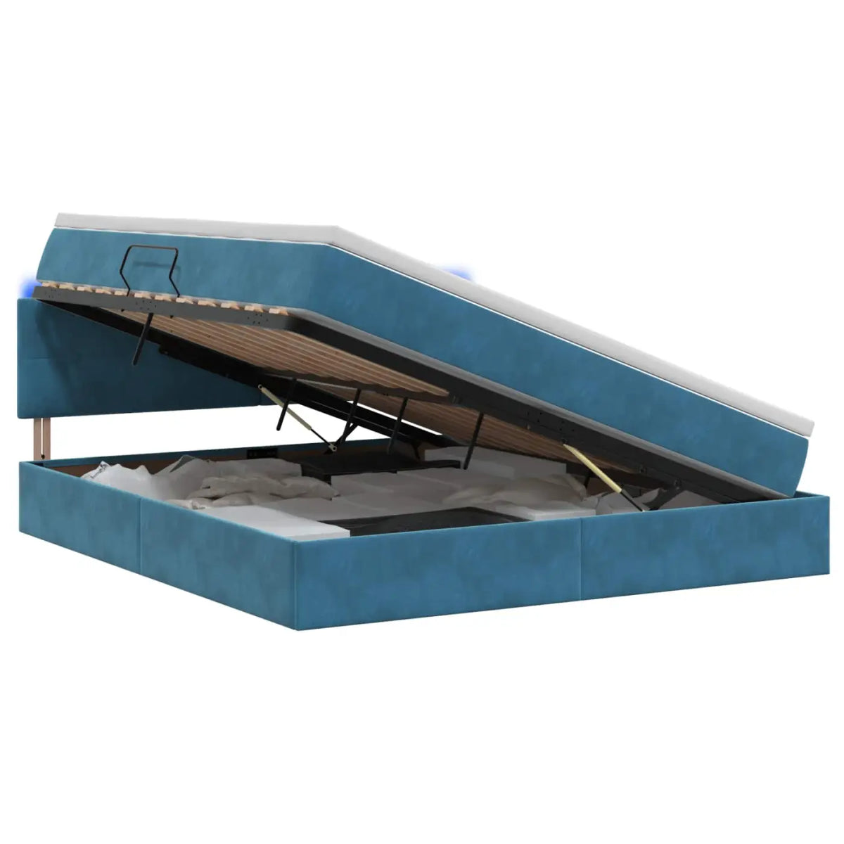 Lit de rangement LED avec matelas Bleu foncé 140 x 200 cm - XIOS