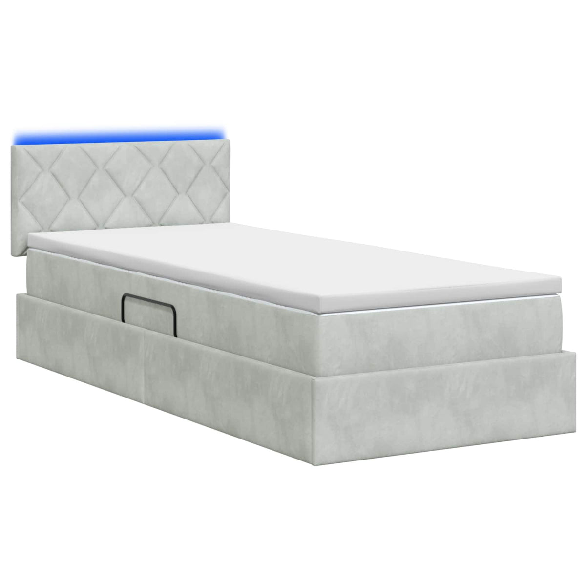 Lit de rangement LED avec matelas Gris clair 90 x 200 cm
