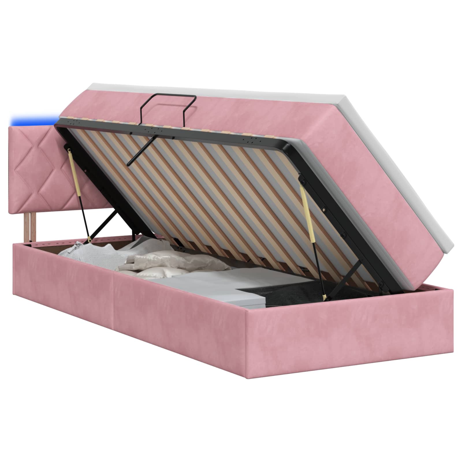 Lit de rangement LED avec matelas Rose 90 x 200 cm Velours