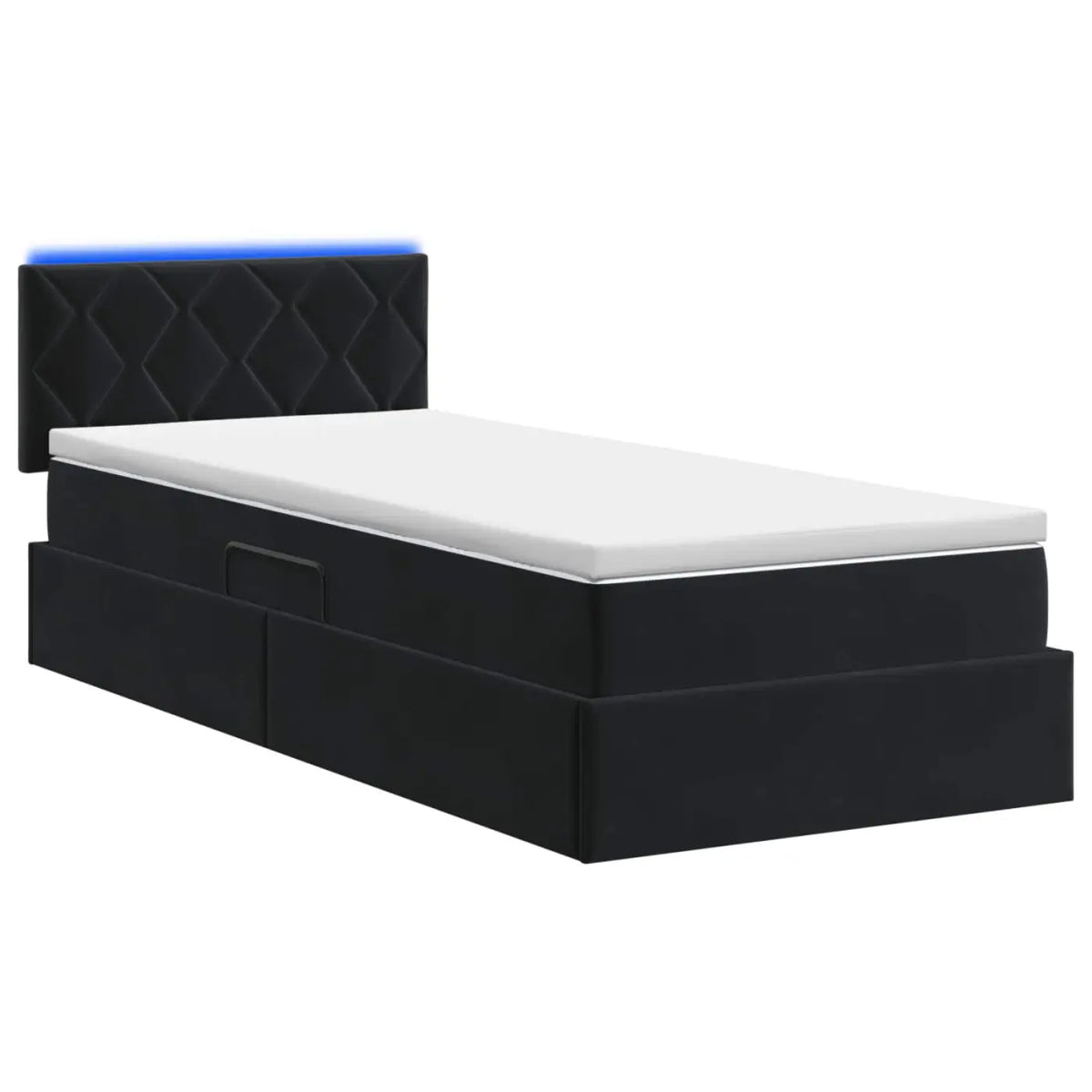Lit de rangement LED avec matelas Noir 100 x 200 cm Velours - XIOS