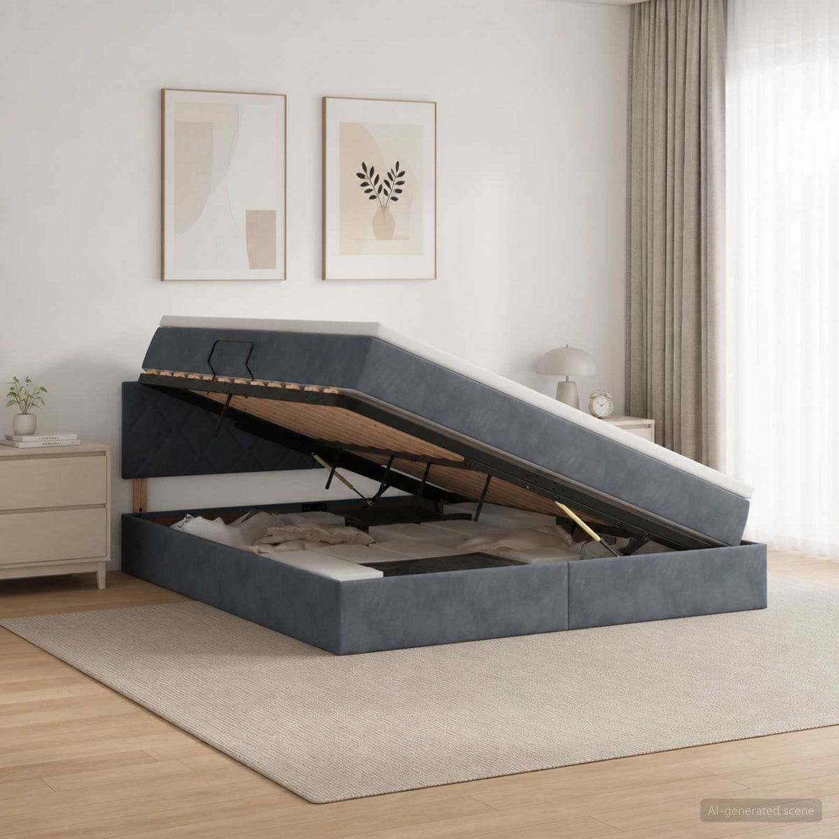 Lit de Rangement Gris foncé 160 x 200 cm Velours