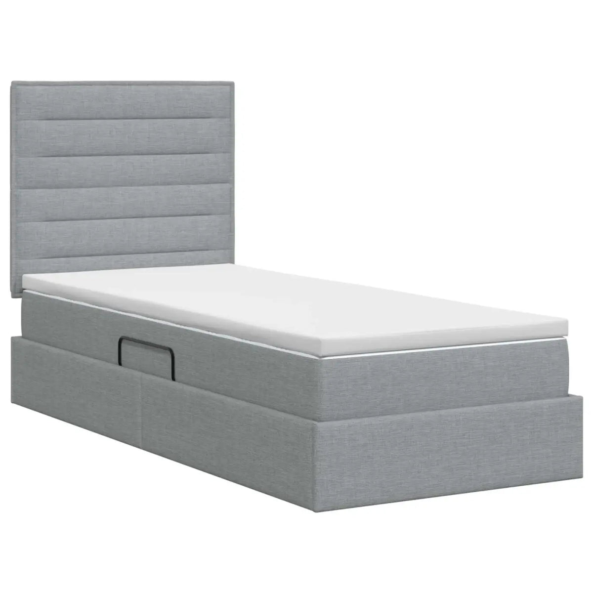 Lit avec rangement et matelas Gris clair 90 x 190 cm tissu - XIOS