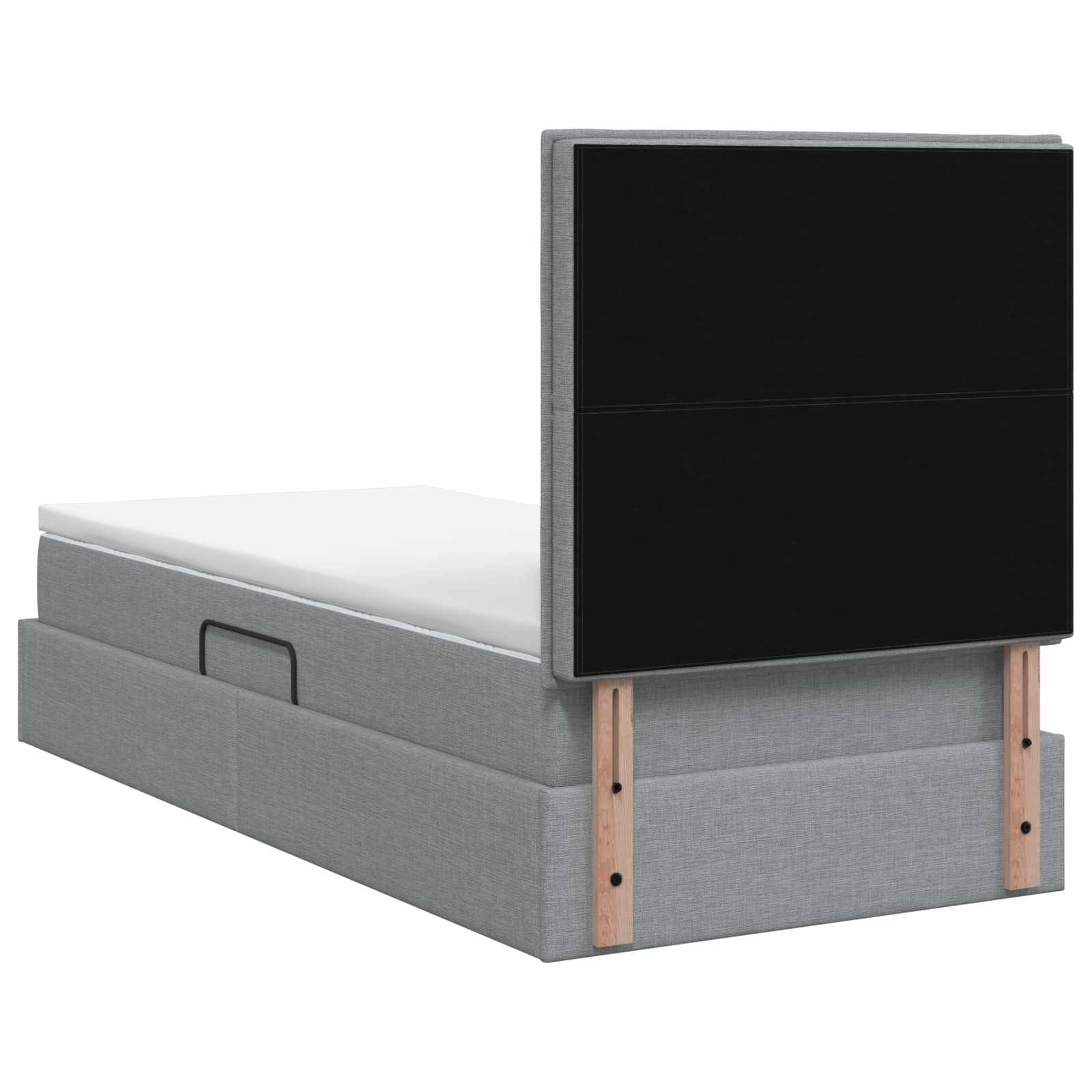 Lit avec rangement et matelas Gris clair 100 x 200 cm tissu