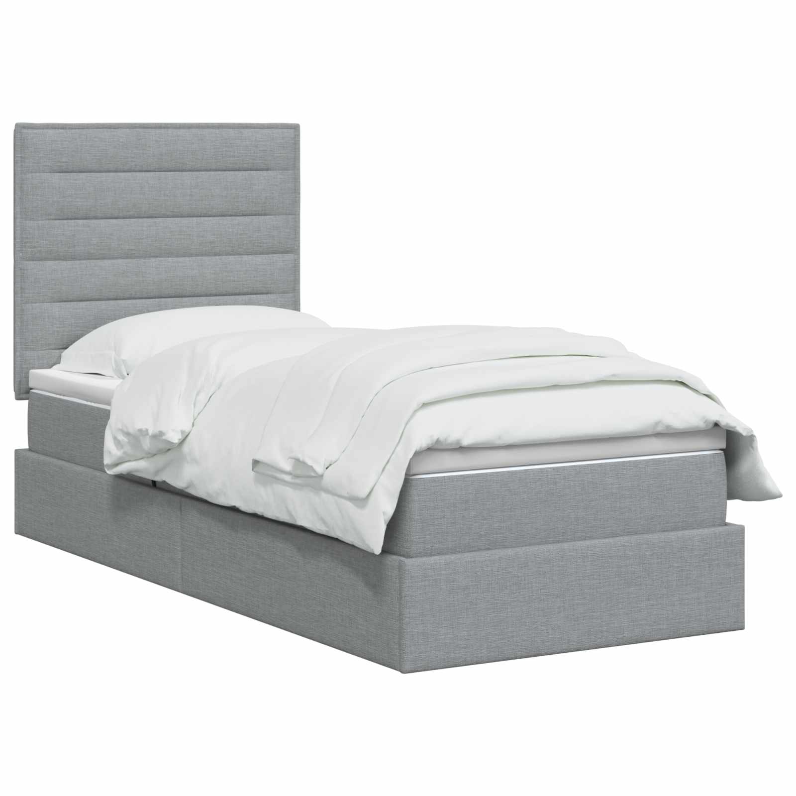 Lit avec rangement et matelas Gris clair 100 x 200 cm tissu