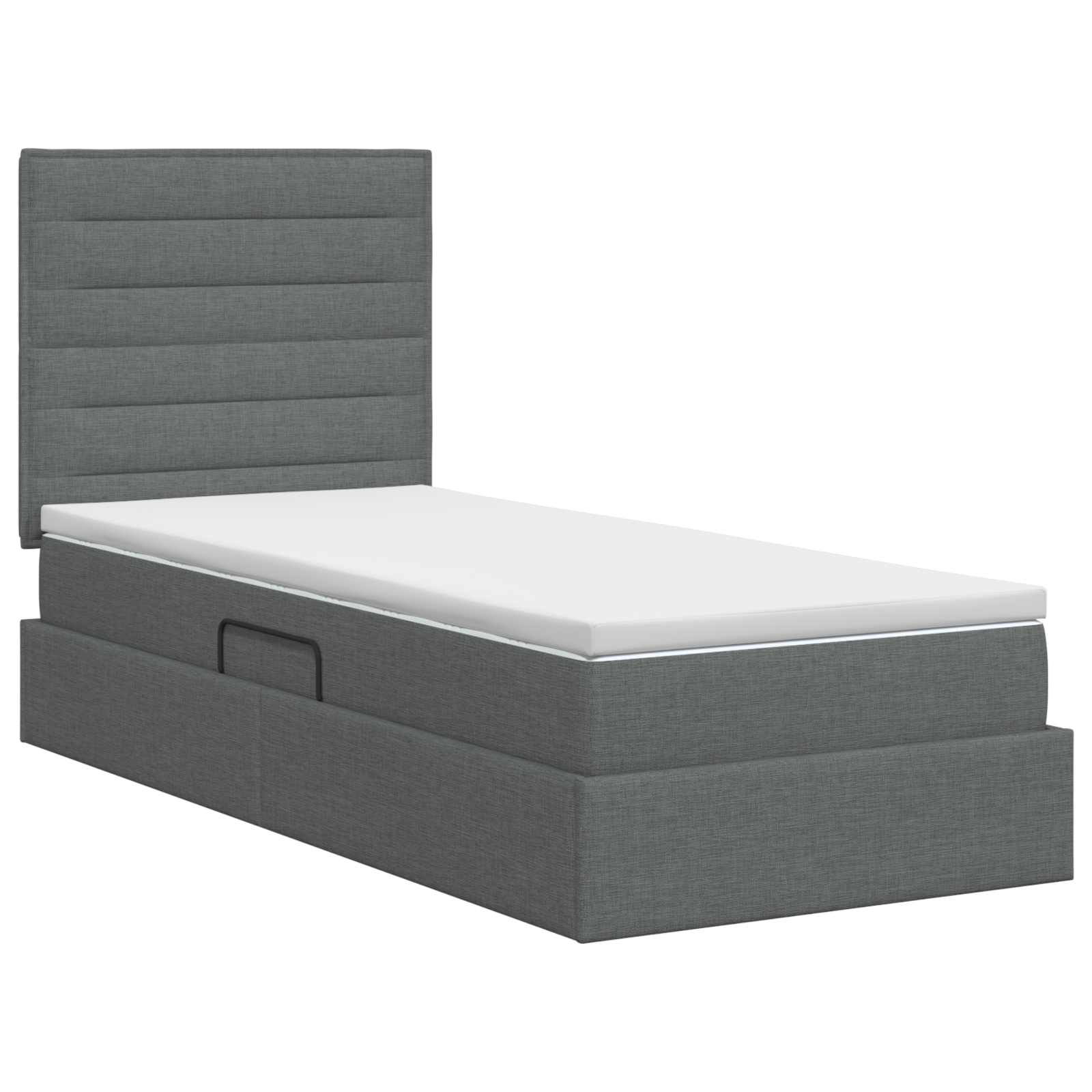Lit avec rangement et matelas Gris foncé 100 x 200 cm tissu