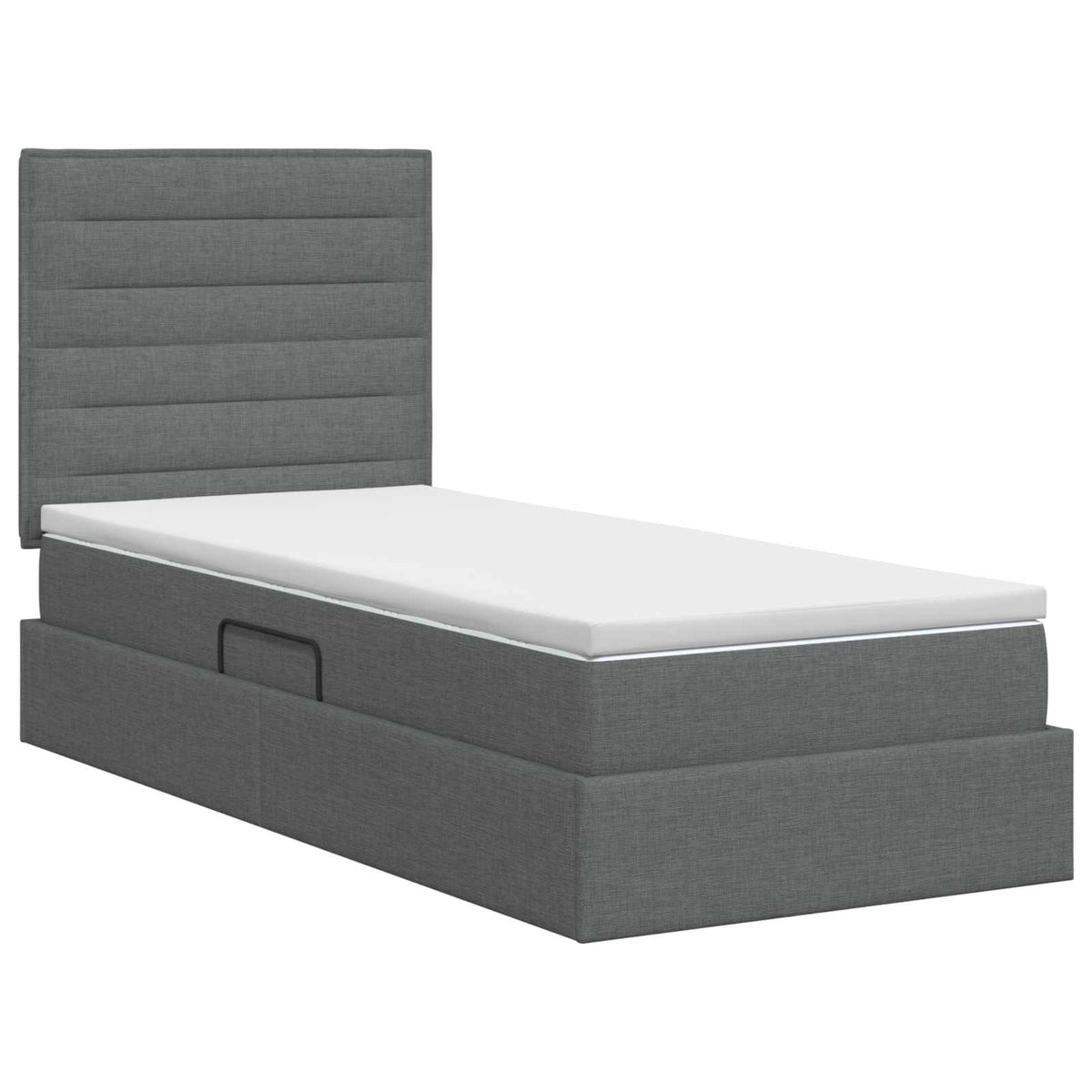 Lit avec rangement et matelas Gris foncé 100 x 200 cm tissu