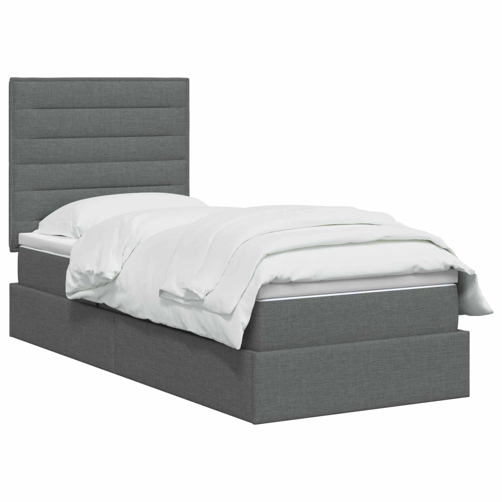 Lit avec rangement et matelas Gris foncé 100 x 200 cm tissu
