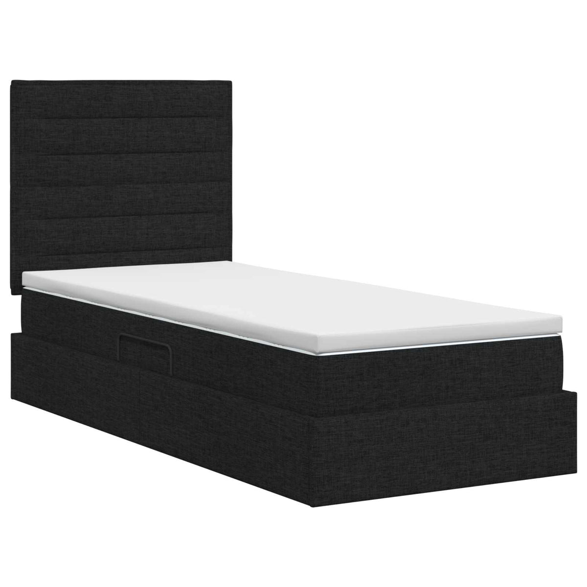 Lit avec rangement et matelas Noir 100 x 200 cm tissu