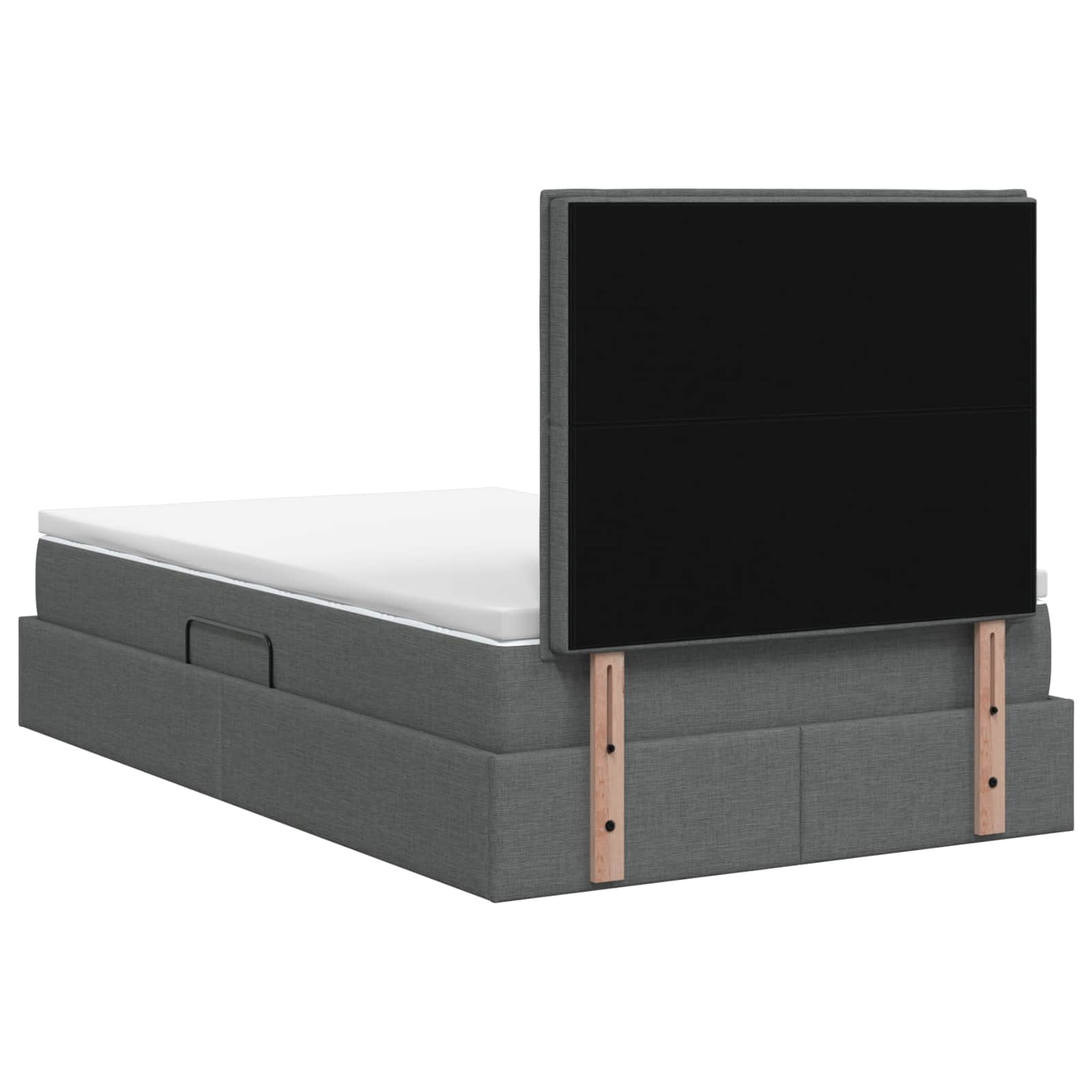 Lit avec rangement et matelas Gris foncé 120 x 200 cm tissu