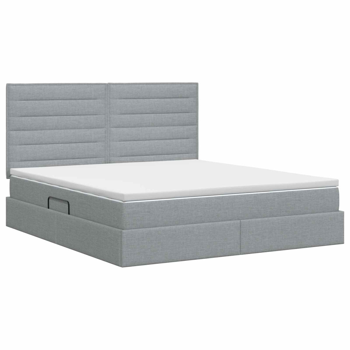 Lit avec rangement et matelas Gris clair 140 x 200 cm tissu