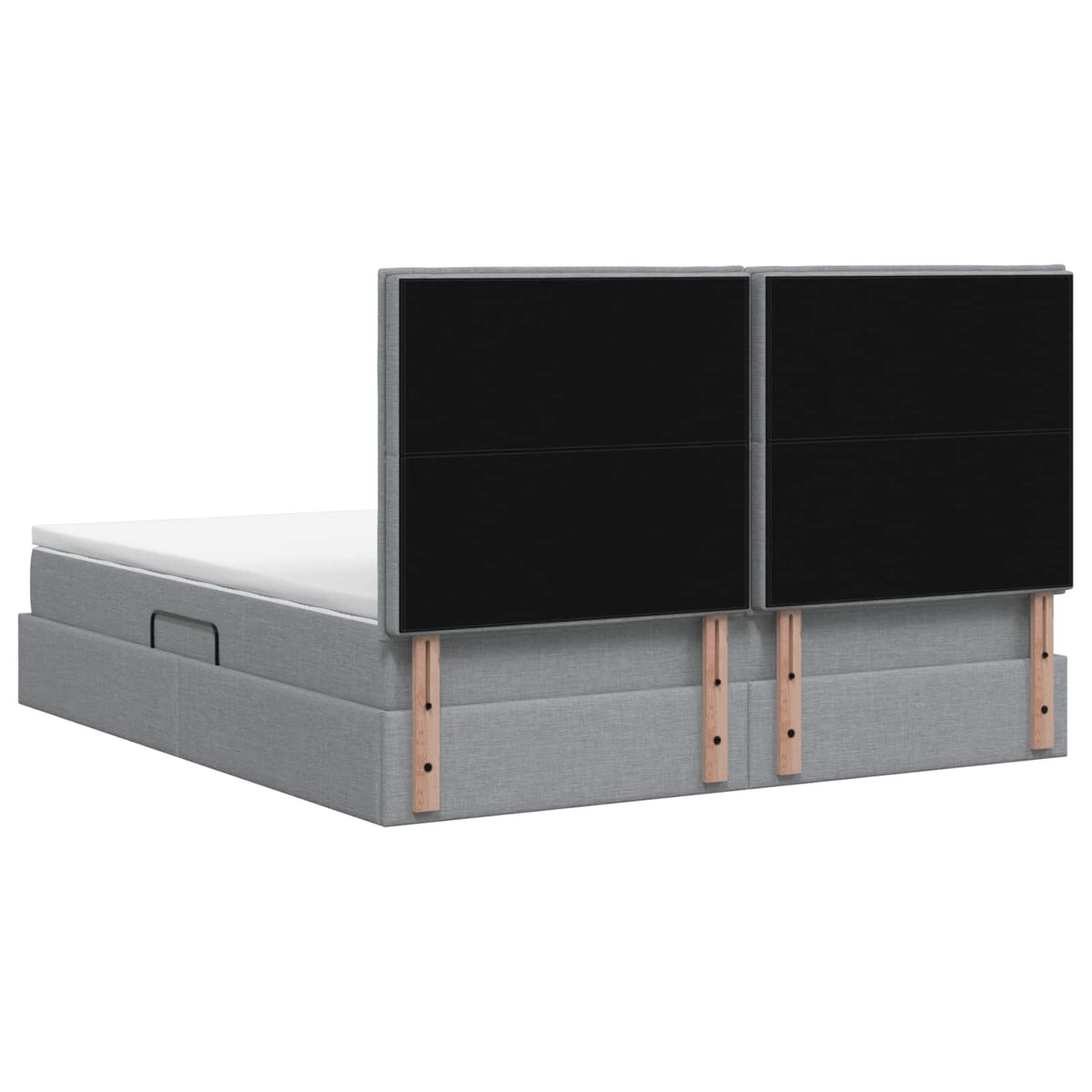 Lit avec rangement et matelas Gris clair 140 x 200 cm tissu