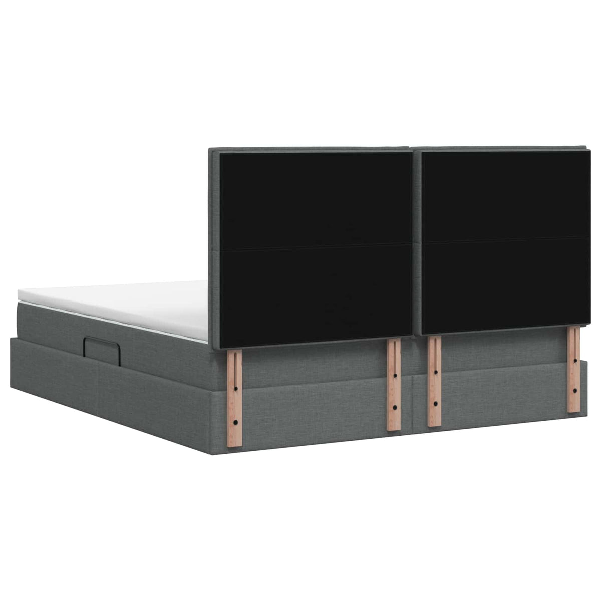 Lit avec rangement et matelas Gris foncé 140 x 200 cm tissu