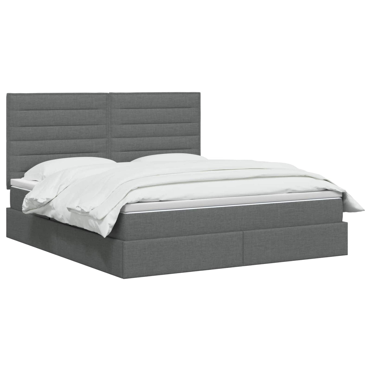 Lit avec rangement et matelas Gris foncé 140 x 200 cm tissu