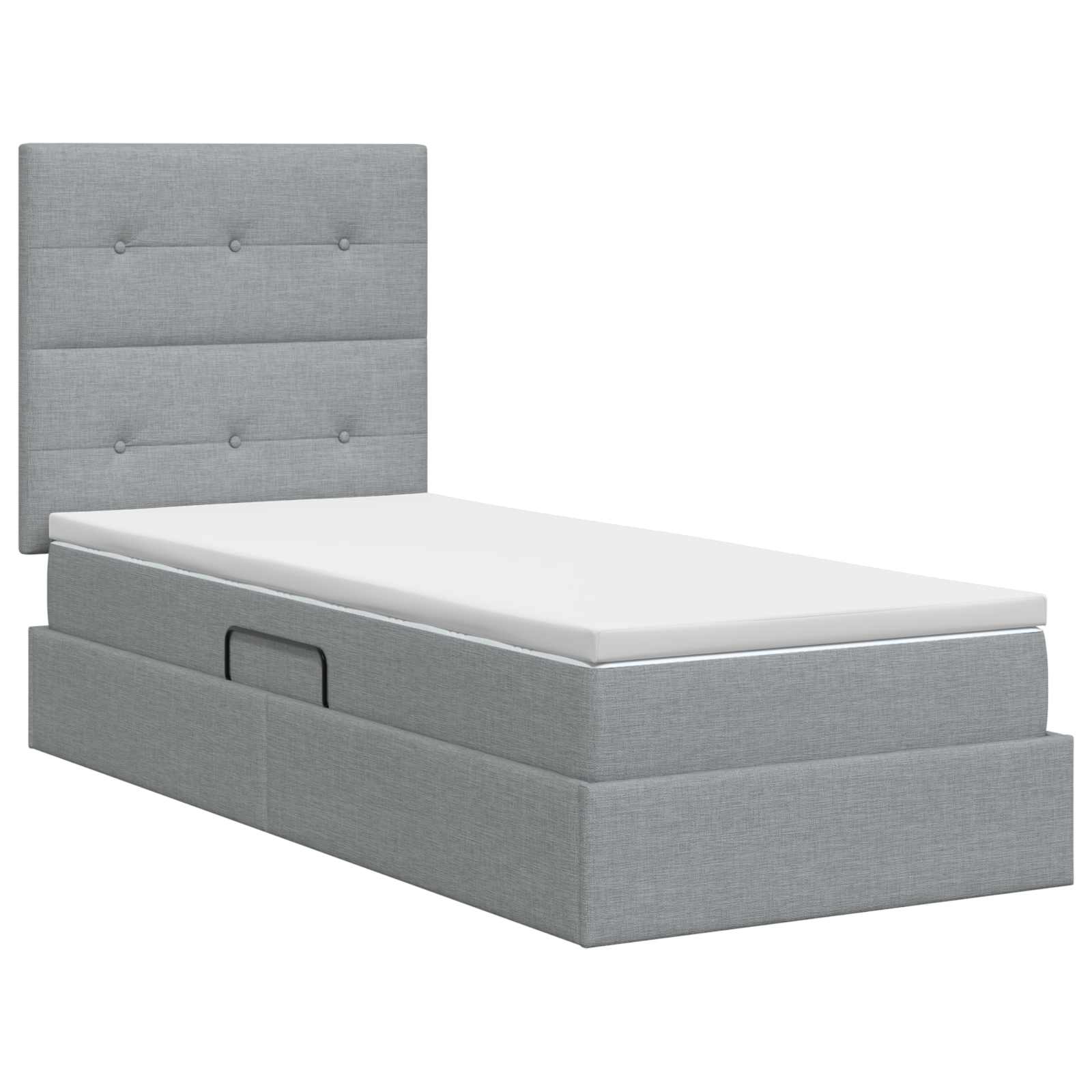 Lit avec rangement et matelas Gris clair 90 x 190 cm tissu