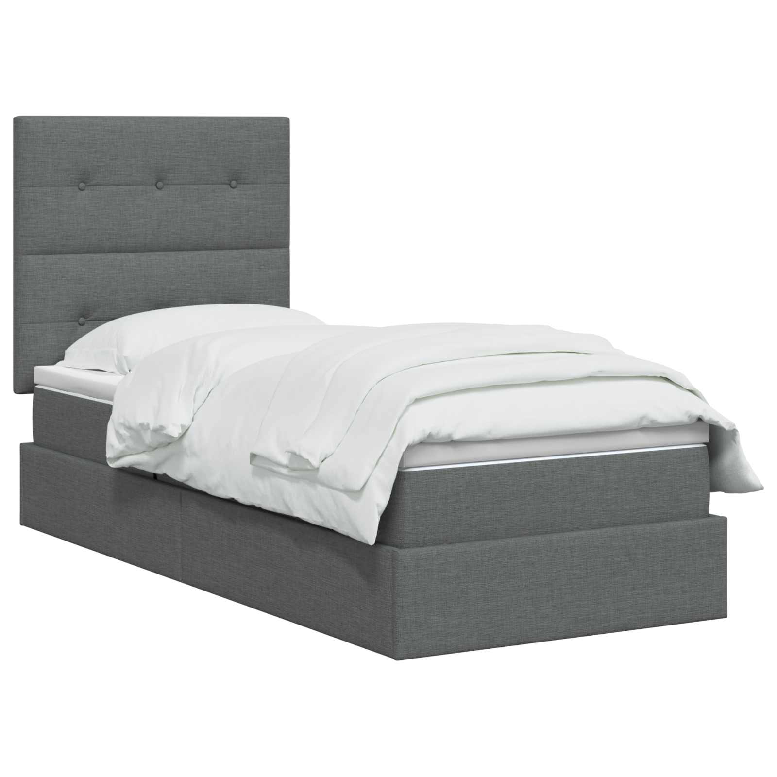 Lit avec rangement et matelas Gris foncé 90 x 190 cm tissu