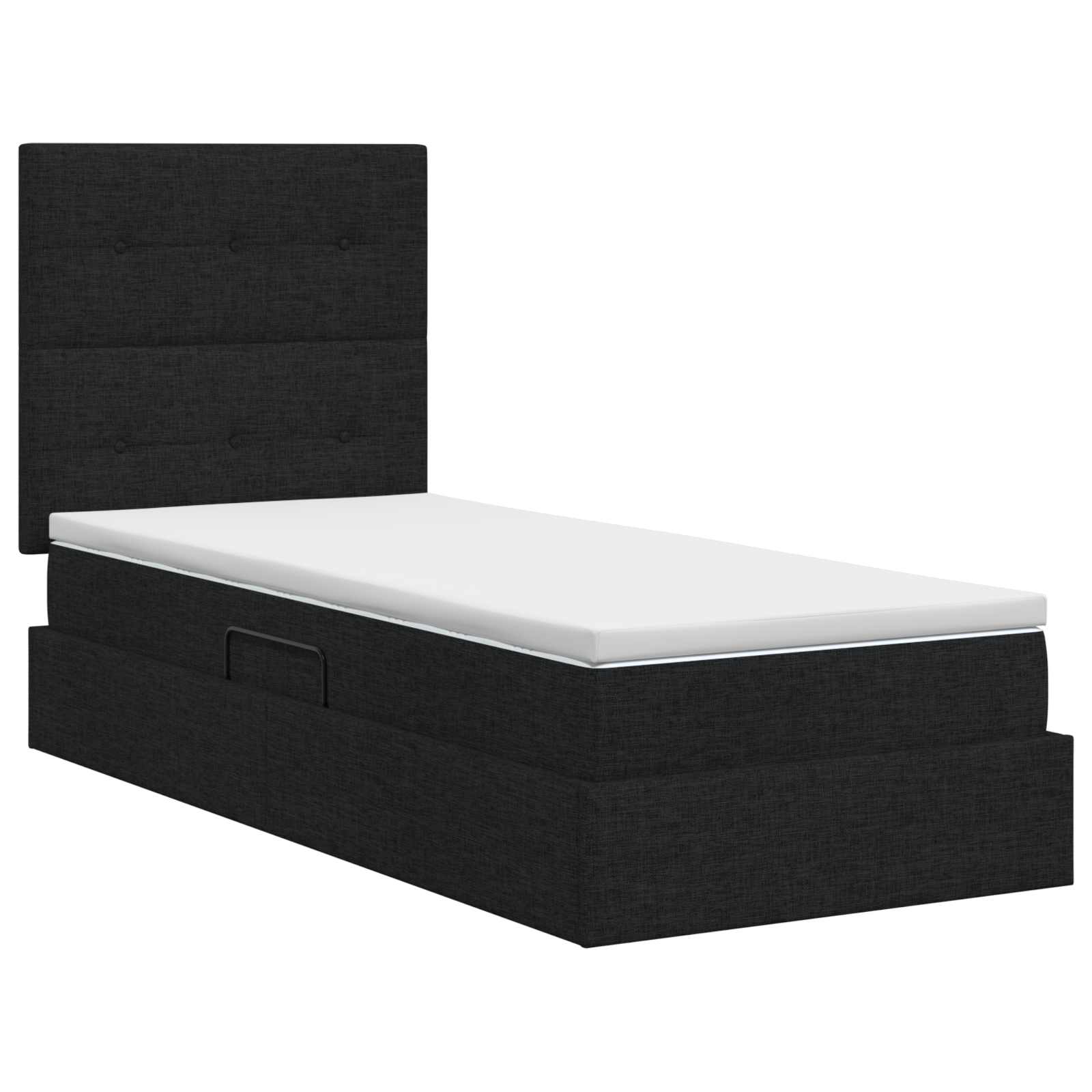 Lit avec rangement et matelas Noir 90 x 200 cm tissu - XIOS