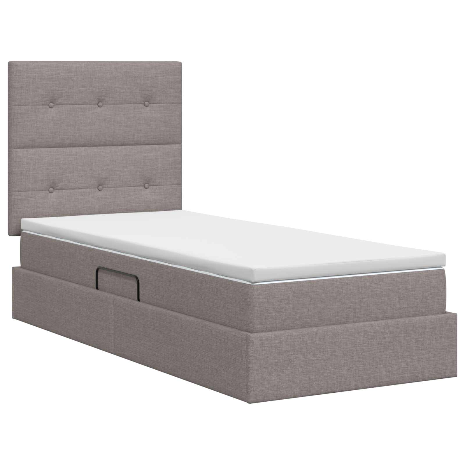 Lit avec rangement et matelas Taupe 90 x 200 cm tissu