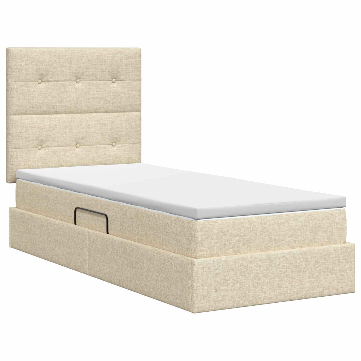 Lit avec rangement et matelas Crème 90 x 200 cm tissu