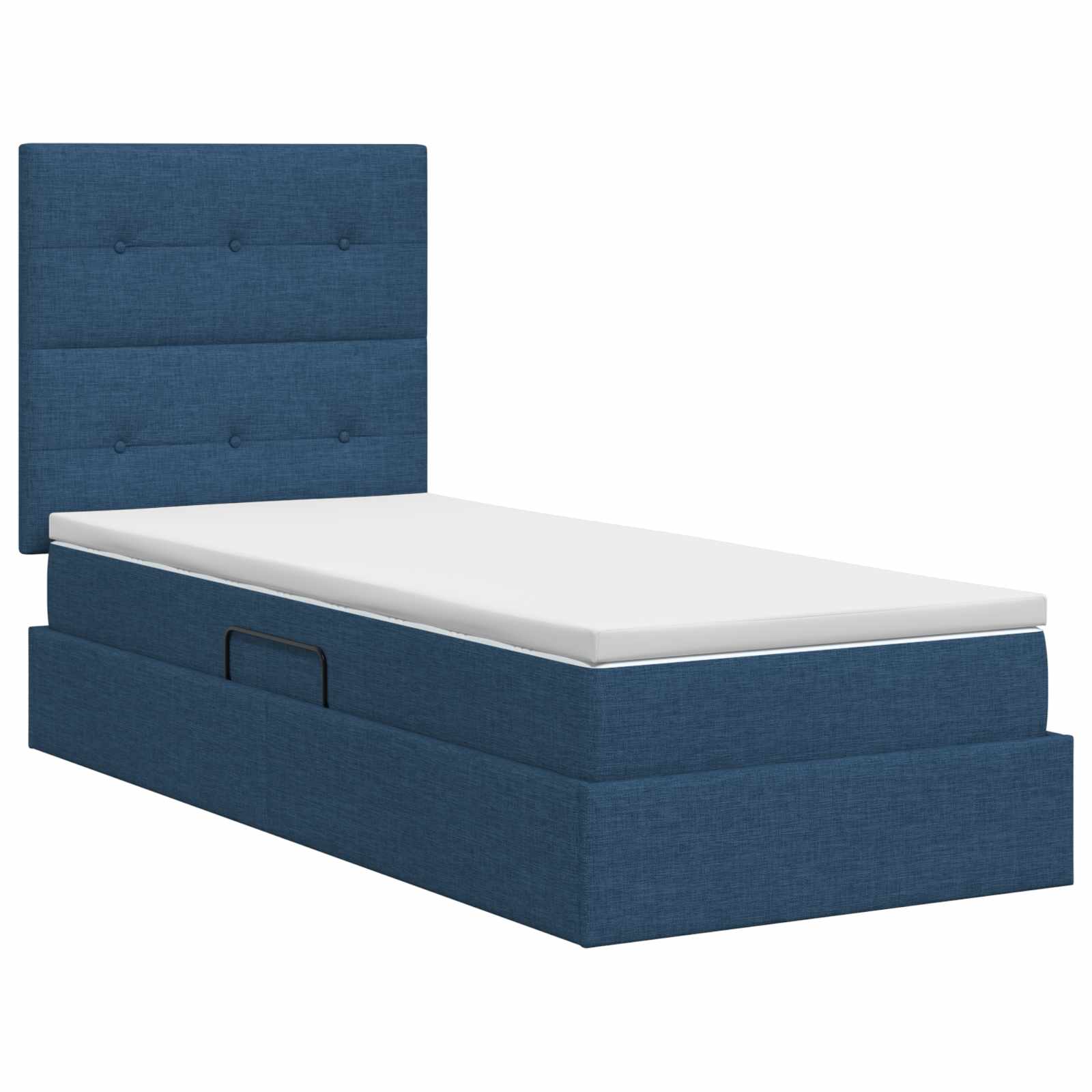 Lit avec rangement et matelas Bleu 90 x 200 cm tissu