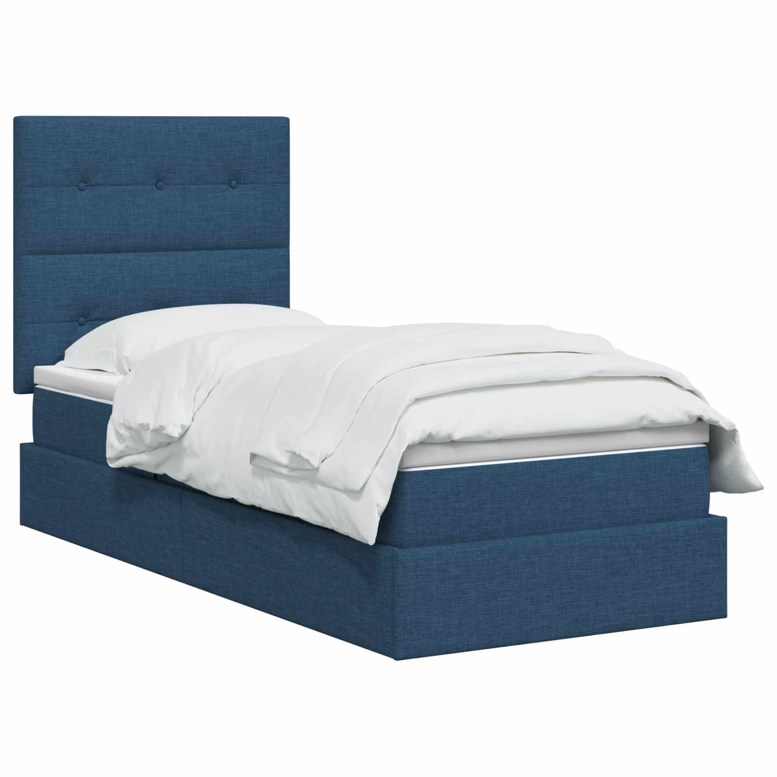 Lit avec rangement et matelas Bleu 90 x 200 cm tissu