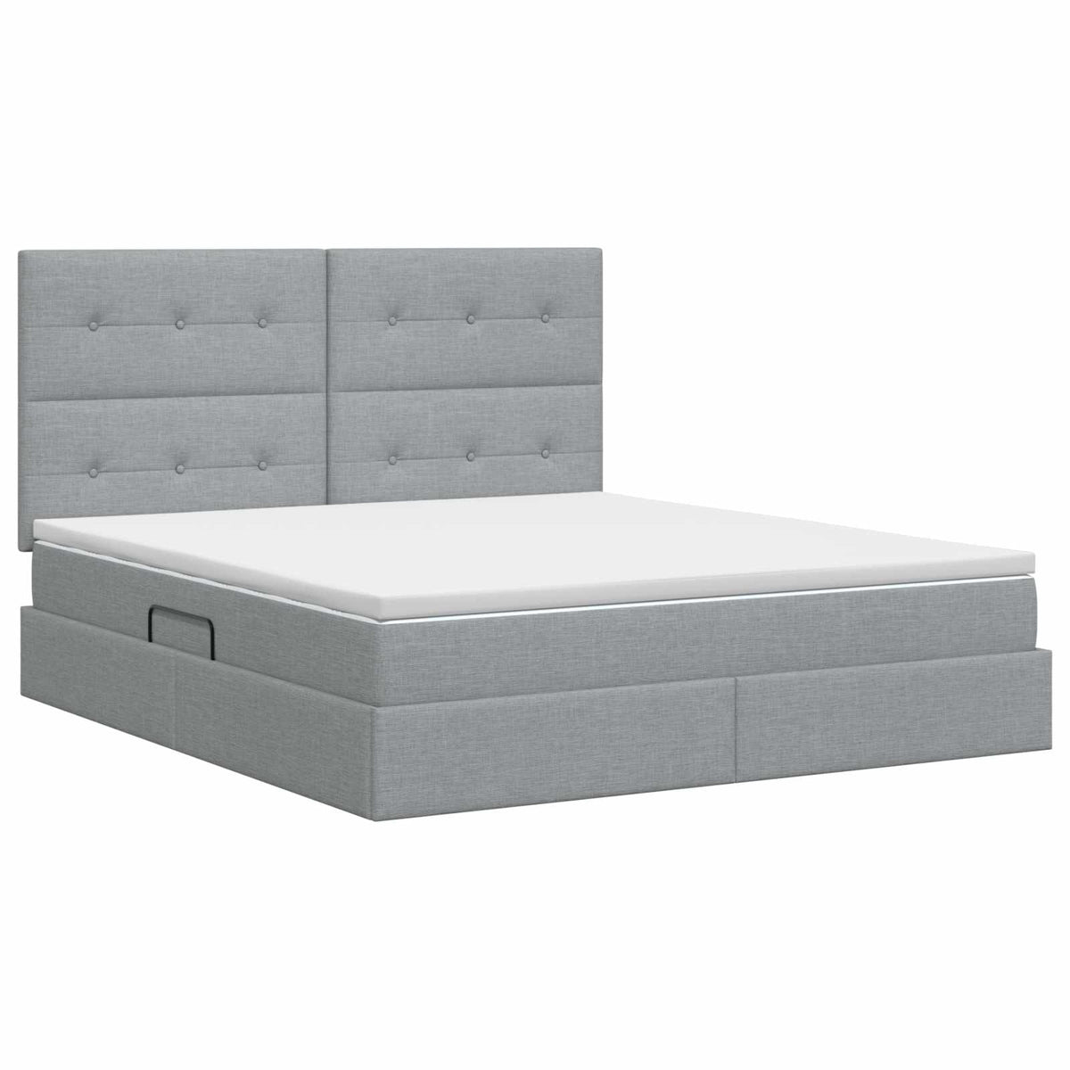 Lit avec rangement et matelas Gris clair 140 x 190 cm tissu