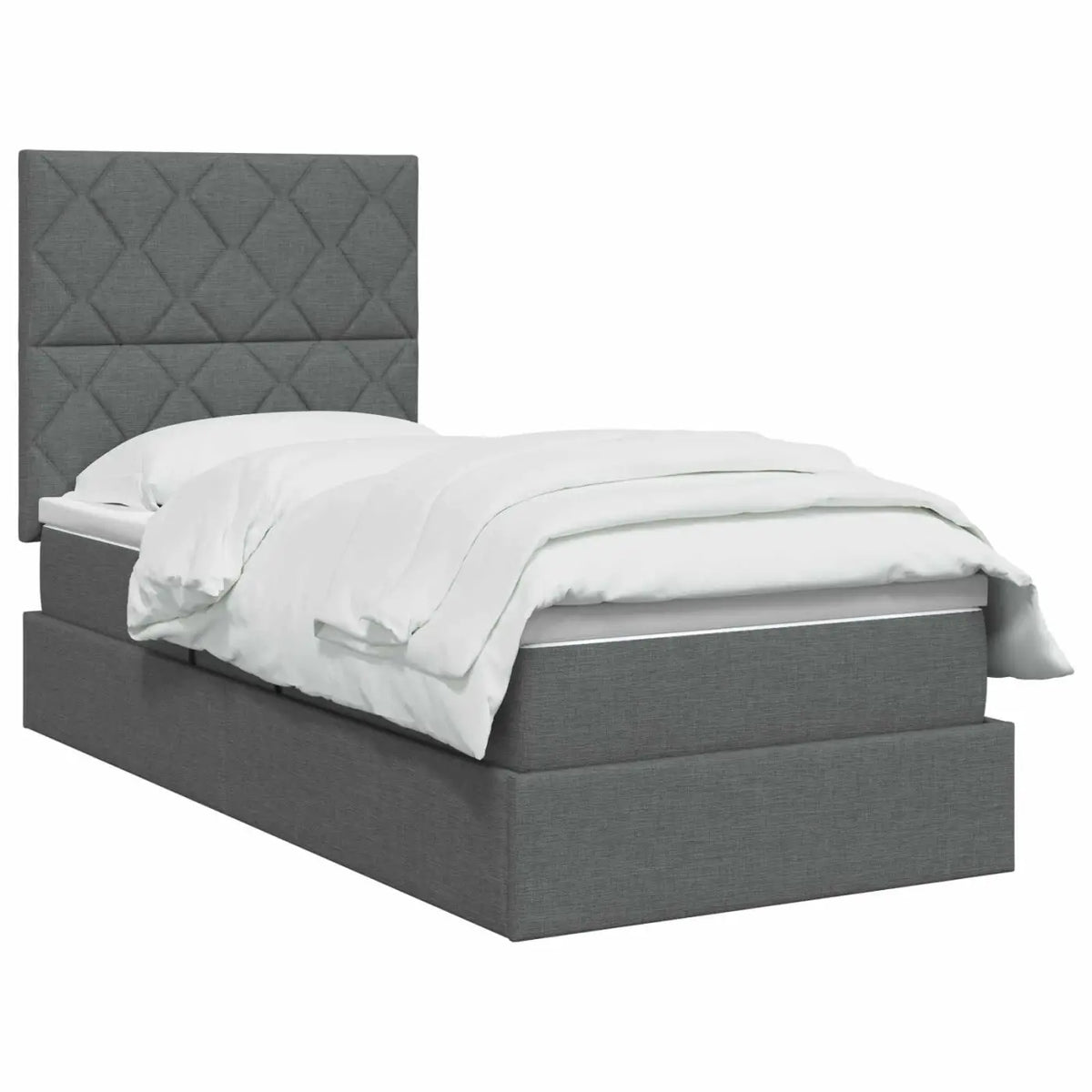 Lit avec rangement et matelas Gris foncé 90 x 190 cm tissu - XIOS