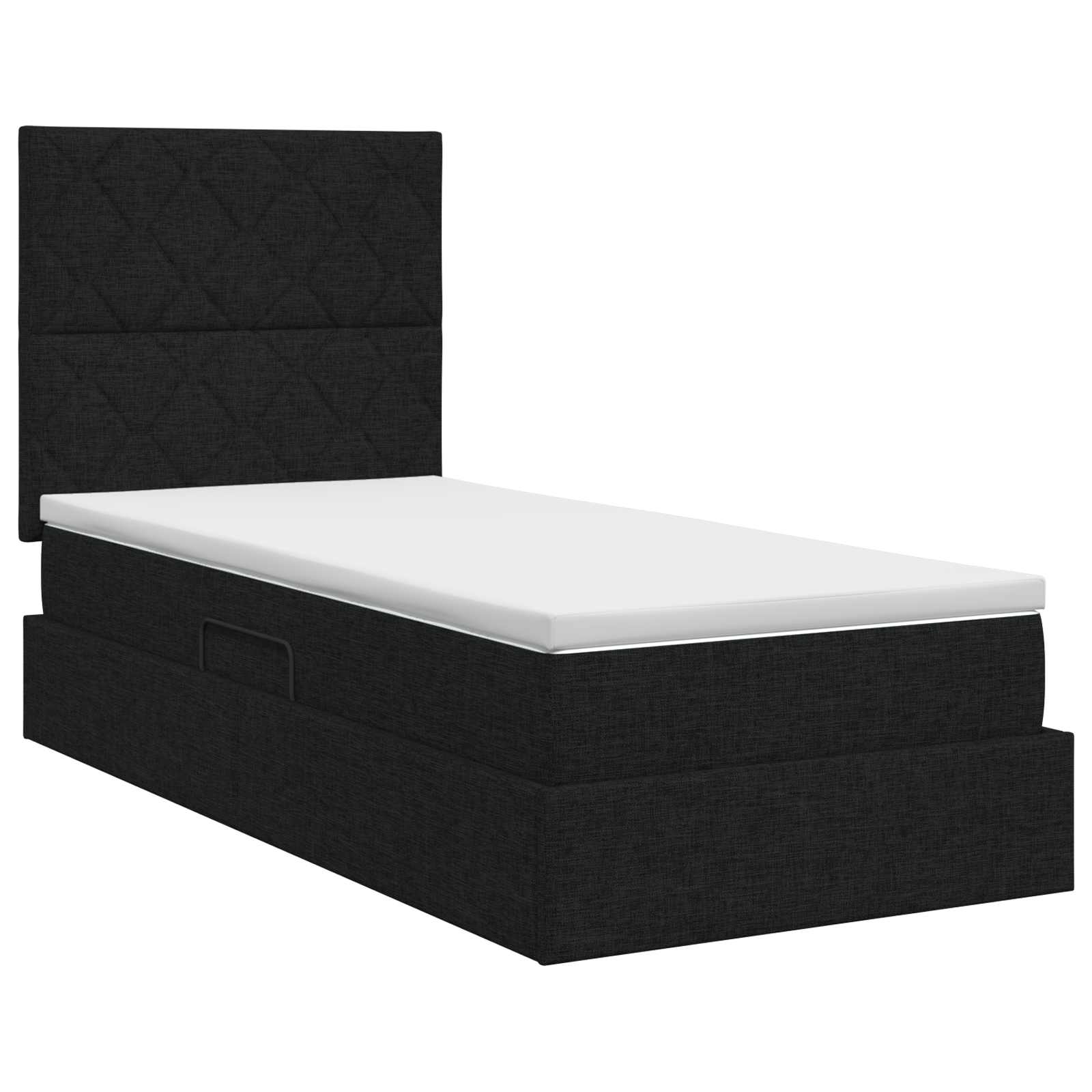 Lit avec rangement et matelas Noir 90 x 190 cm tissu