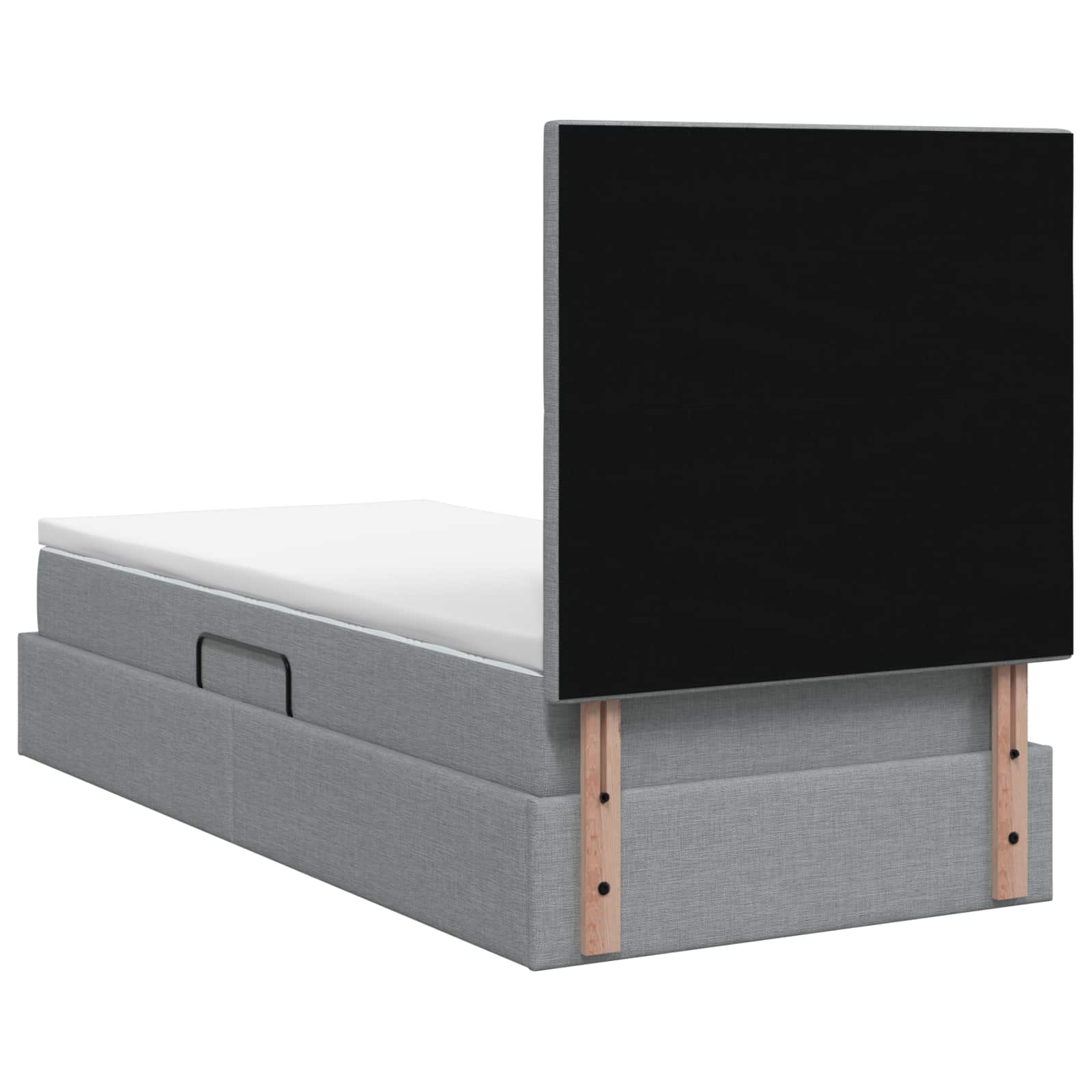 Lit avec rangement et matelas Gris clair 90 x 200 cm tissu