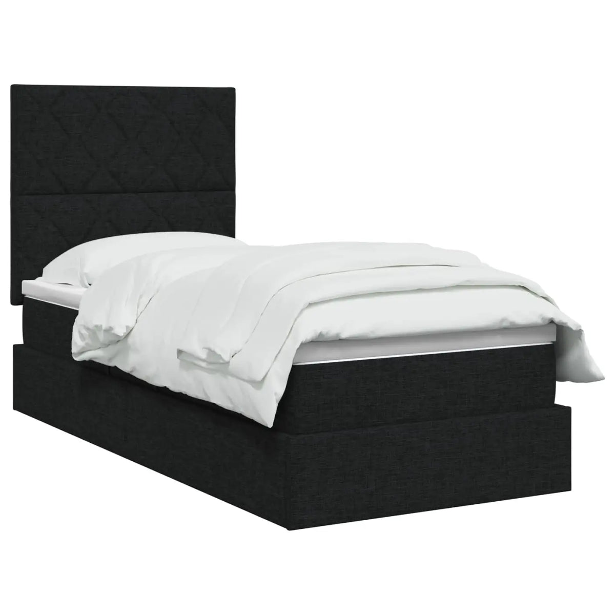 Lit avec rangement et matelas Noir 90 x 200 cm tissu - XIOS