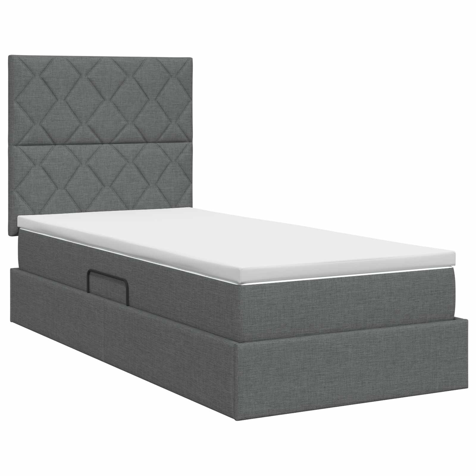 Lit avec rangement et matelas Gris foncé 100 x 200 cm tissu