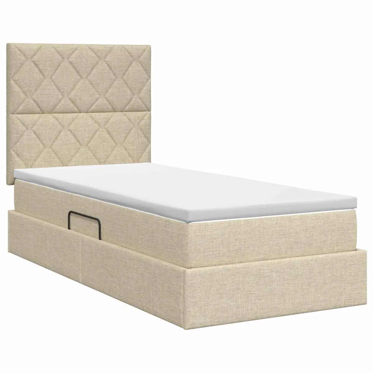 Lit avec rangement et matelas Crème 100 x 200 cm tissu - XIOS
