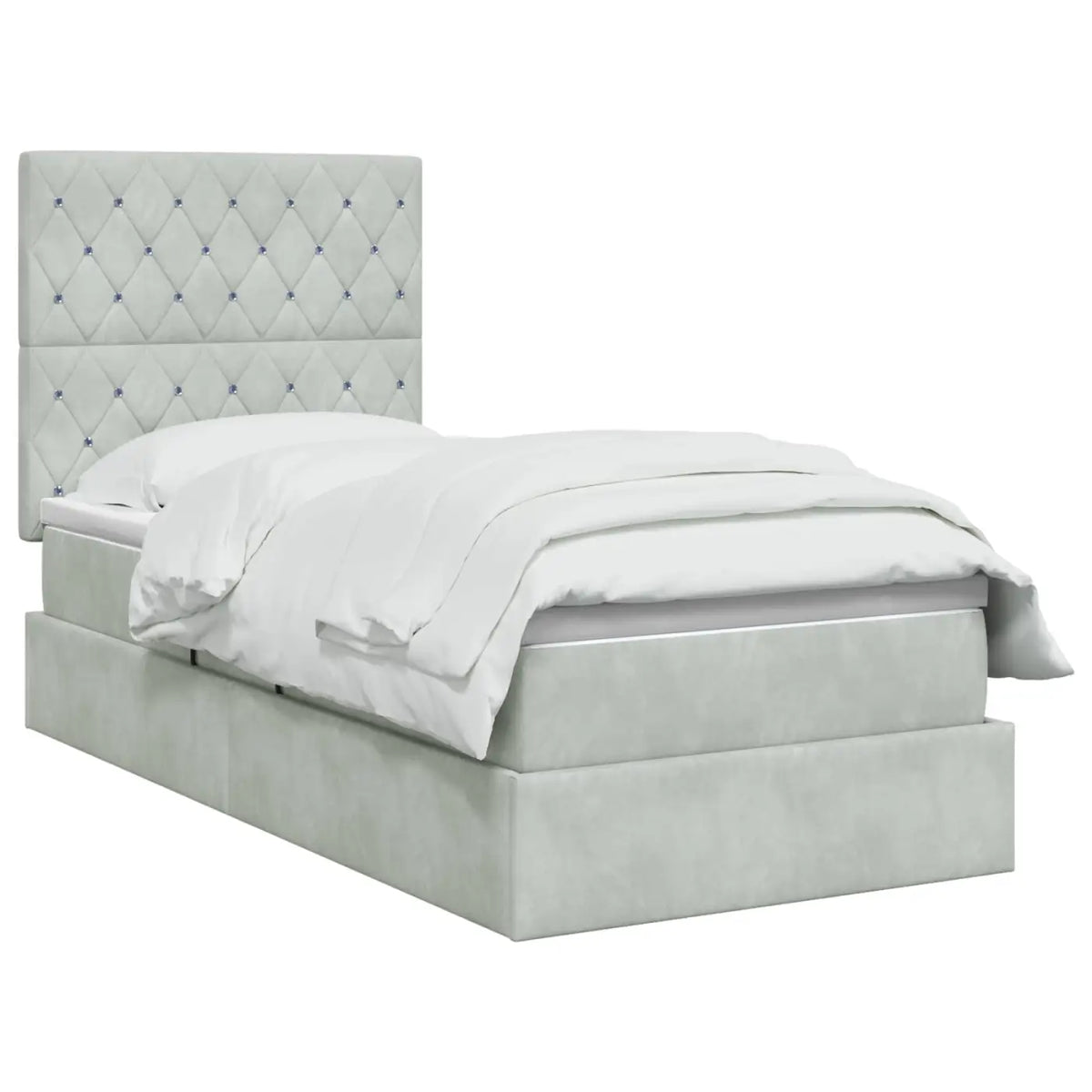 Lit avec rangement et matelas Gris clair 90 x 200 cm Velours - XIOS