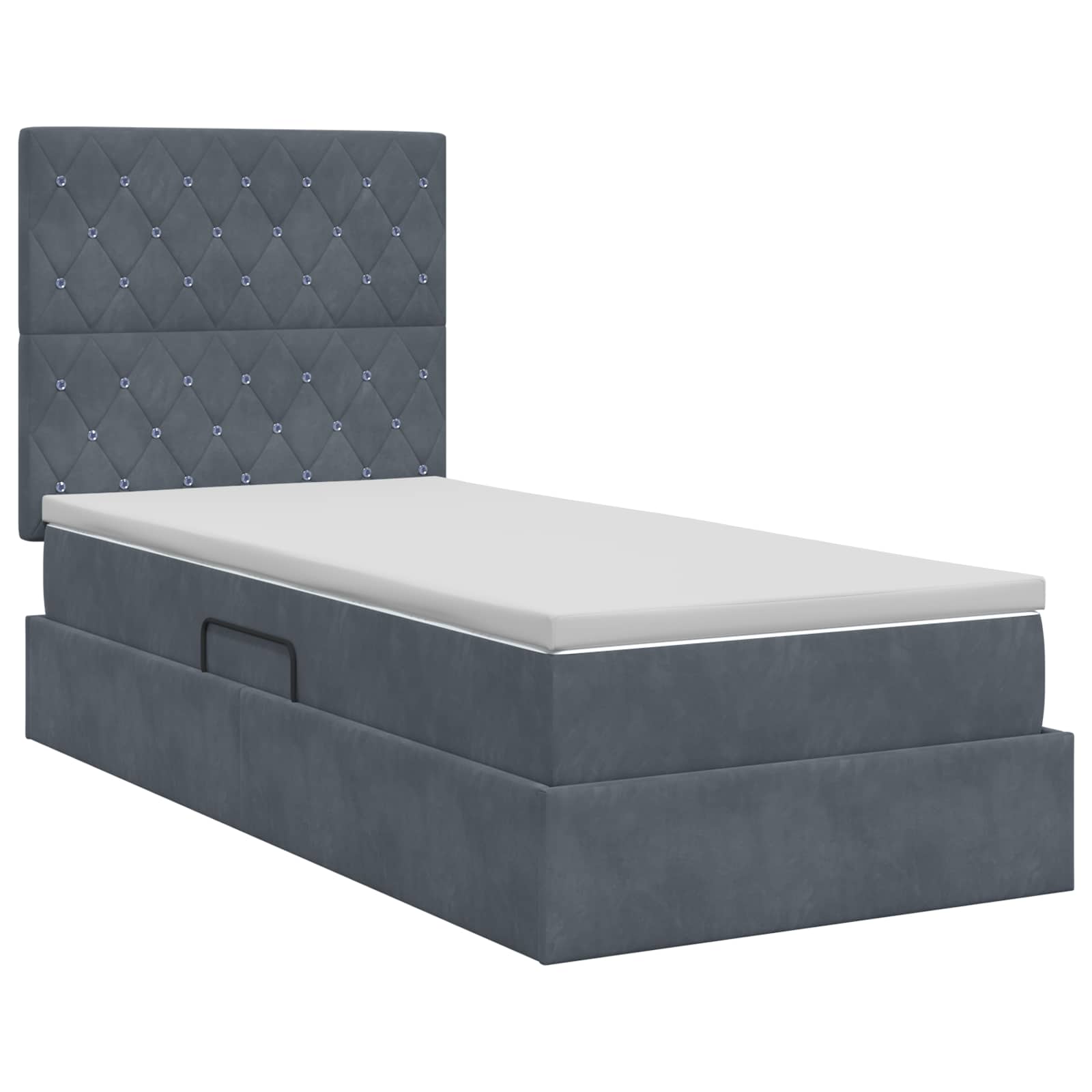 Lit avec rangement et matelas Gris foncé 90 x 200 cm Velours