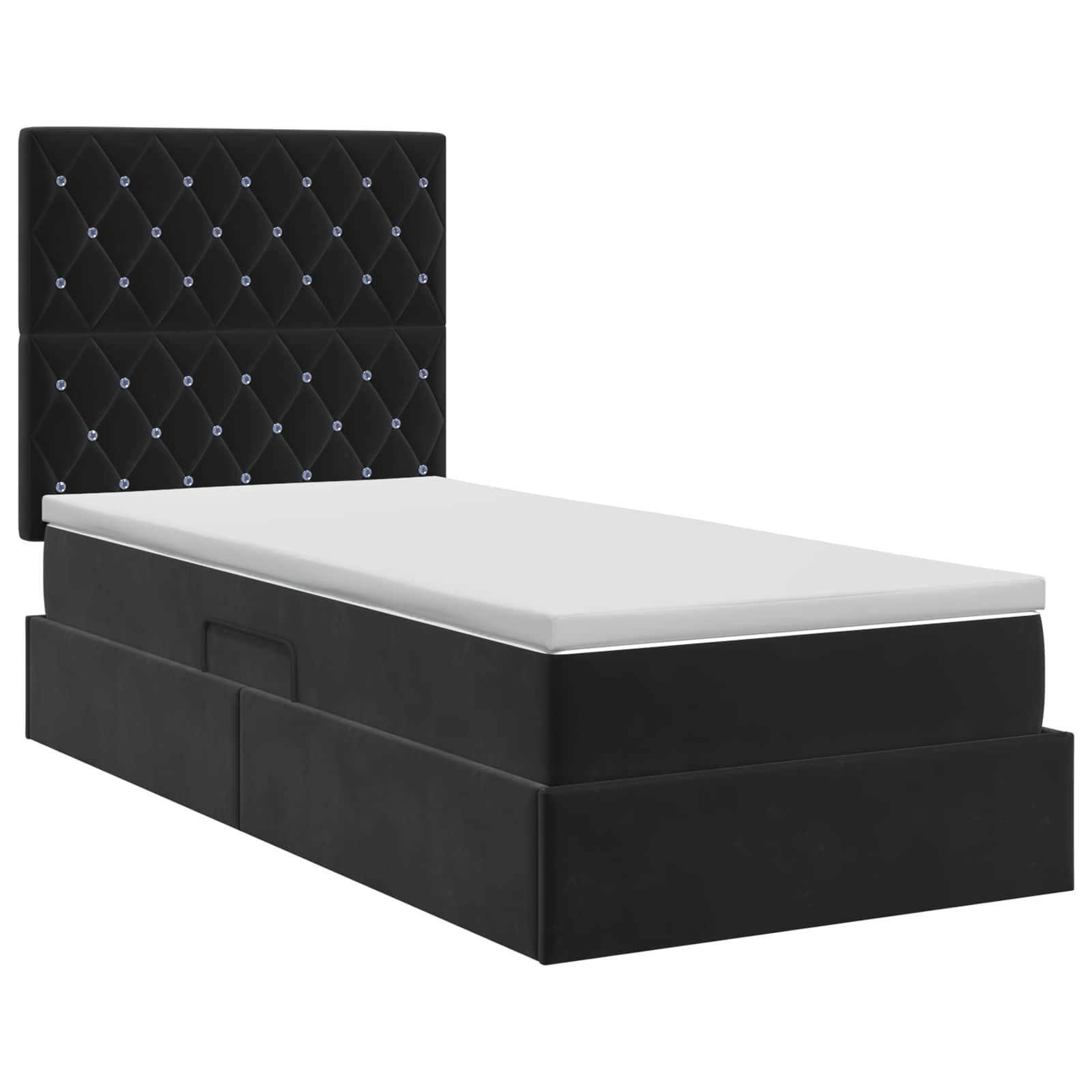 Lit avec rangement et matelas Noir 100 x 200 cm Velours