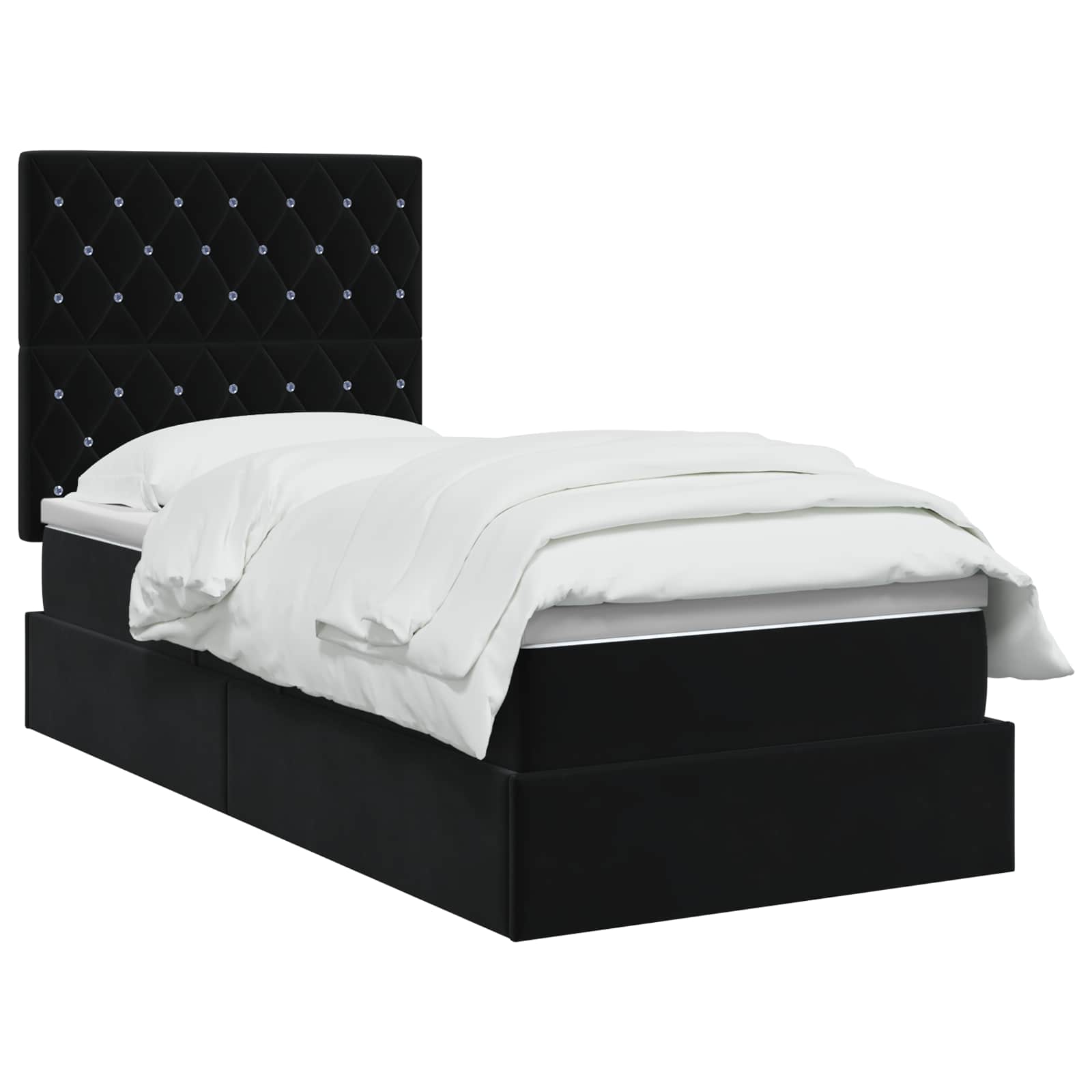 Lit avec rangement et matelas Noir 100 x 200 cm Velours